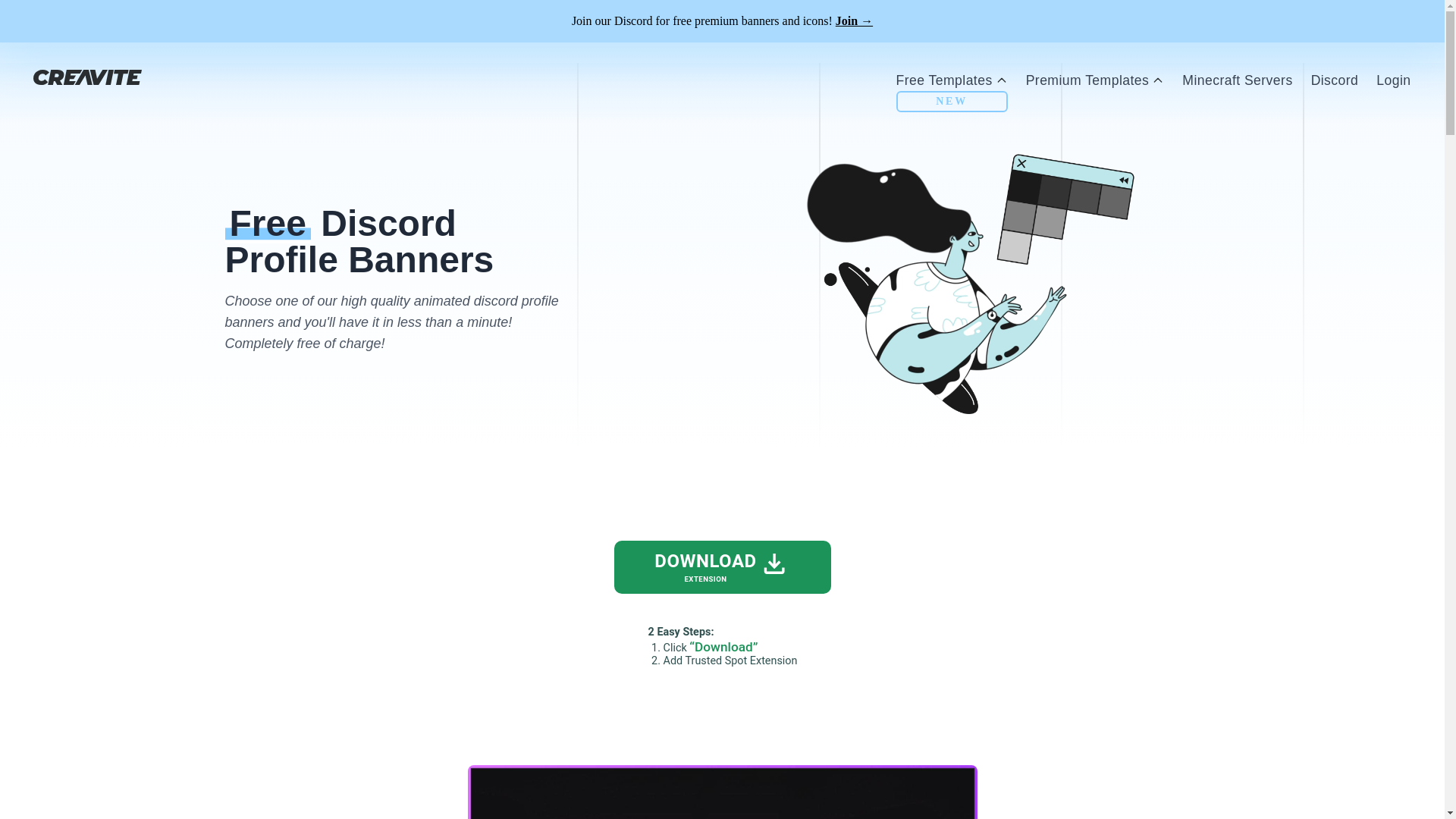 website screenshot of https://auto.creavite.co/discord-profile-banners