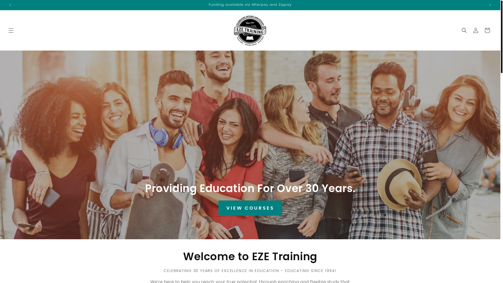 website screenshot of https://ezetrainingcourses.au/