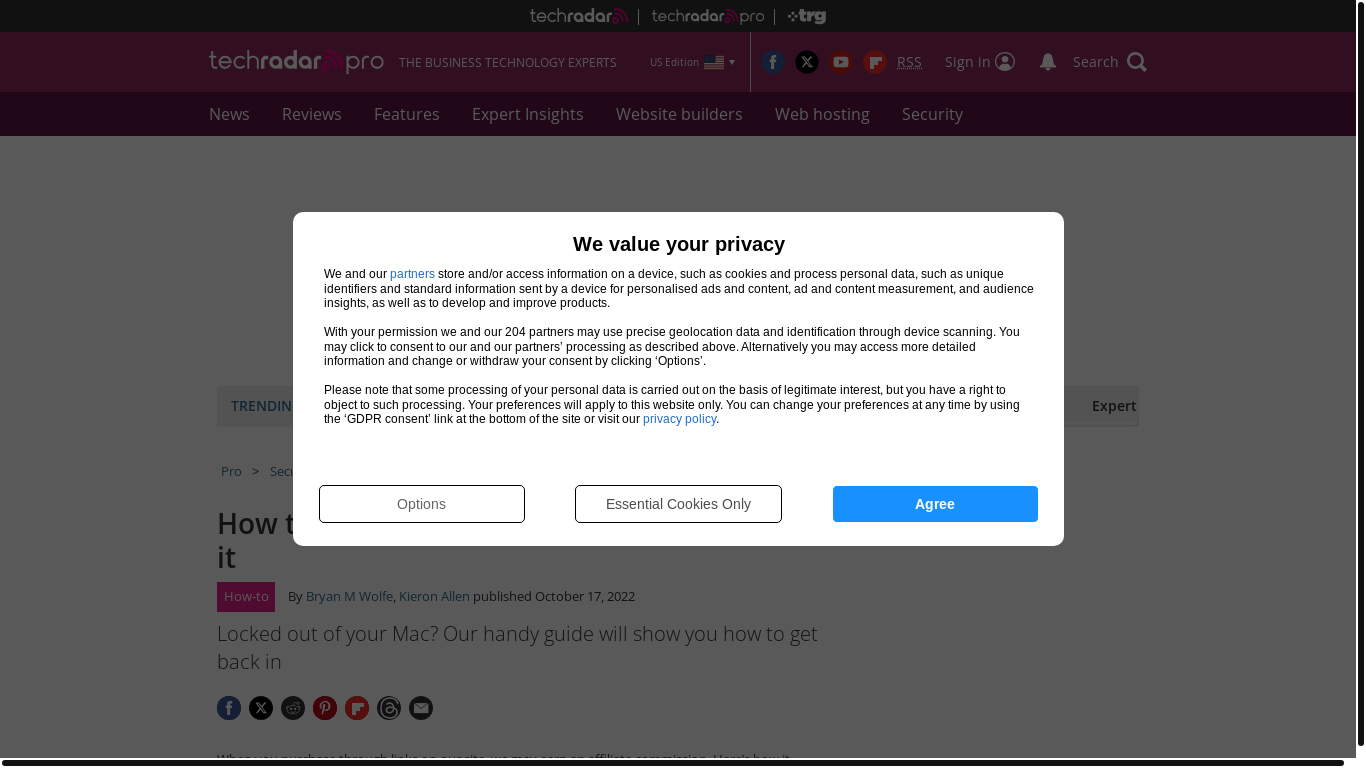 website screenshot of https://www.techradar.com/how-to/how-to-change-your-mac-password-or-reset-it