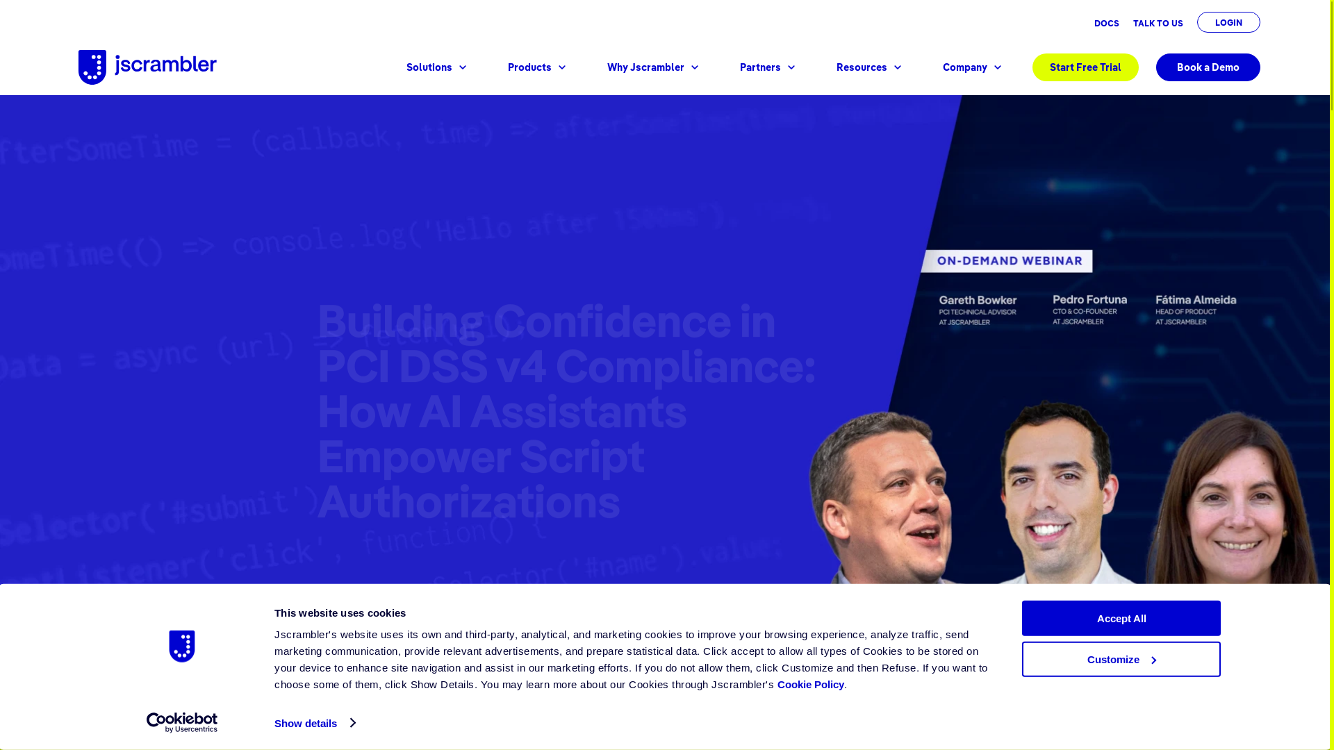 website screenshot of https://jscrambler.com