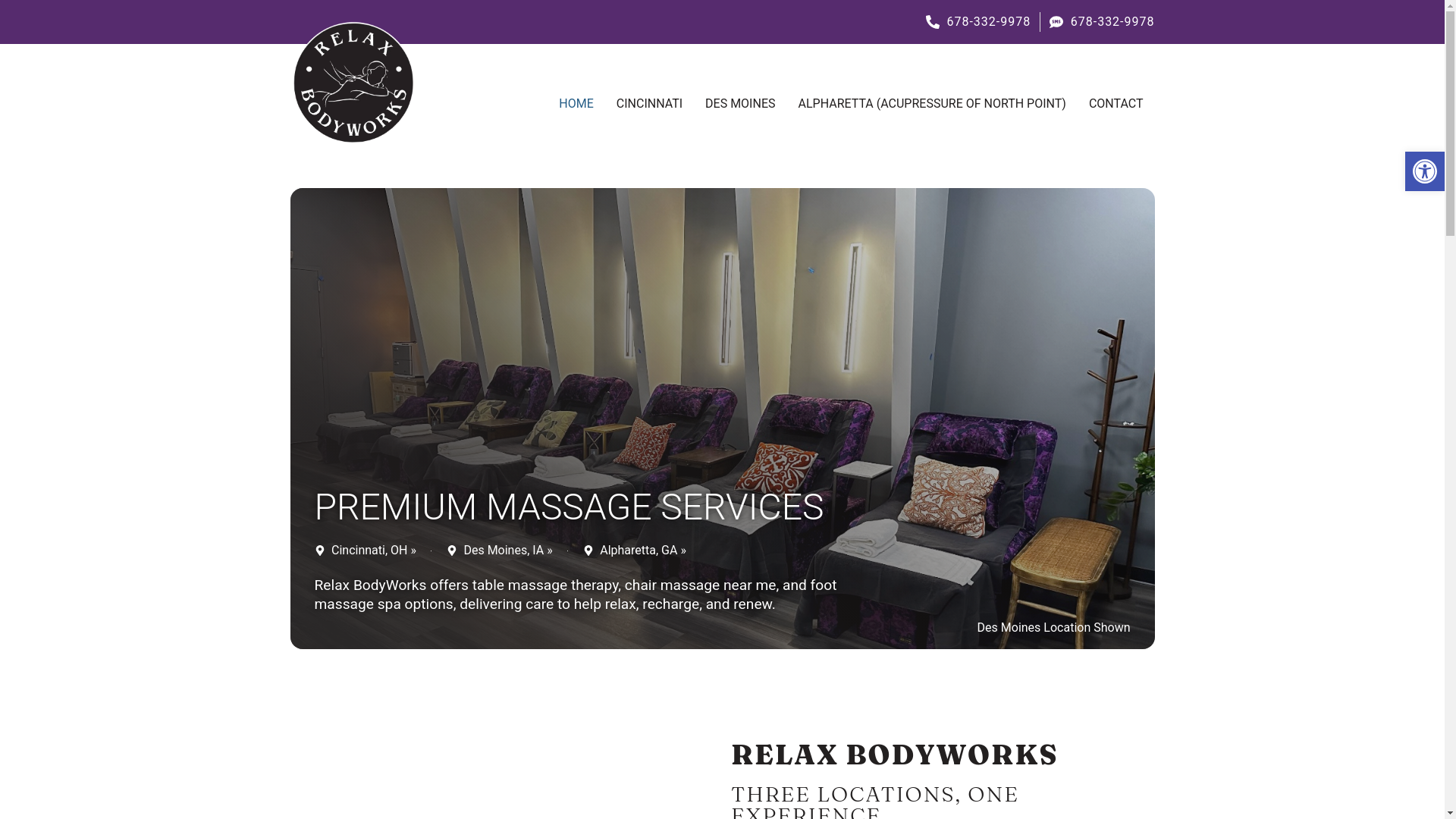 website screenshot of https://relaxbodyworksmassage.com/