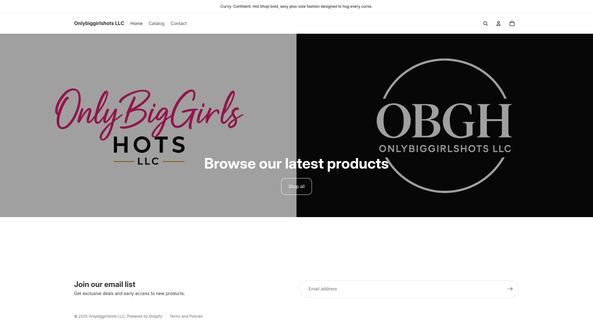 website screenshot of https://onlybiggirlshotsllc.shop/