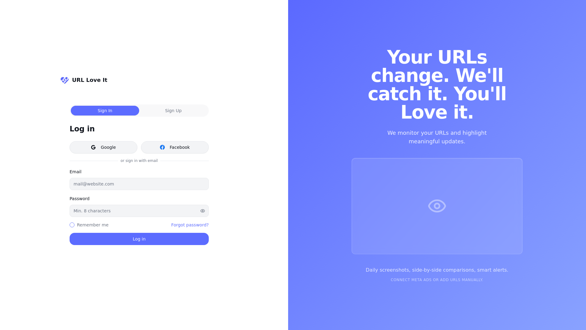 website screenshot of https://urllove.it/