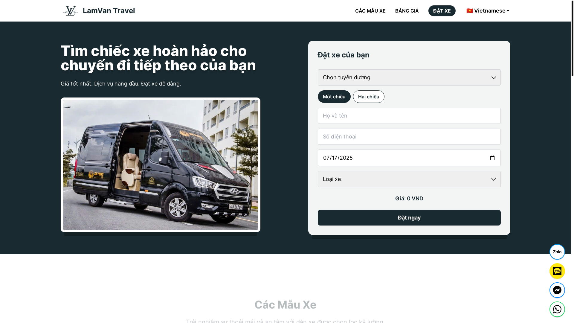 website screenshot of https://lamvantravel.com/