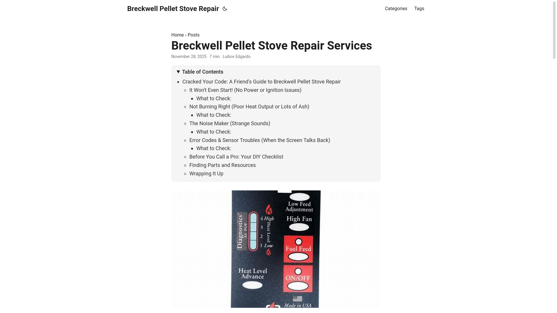 website screenshot of https://breckwellpelletstoverepair.pages.dev/