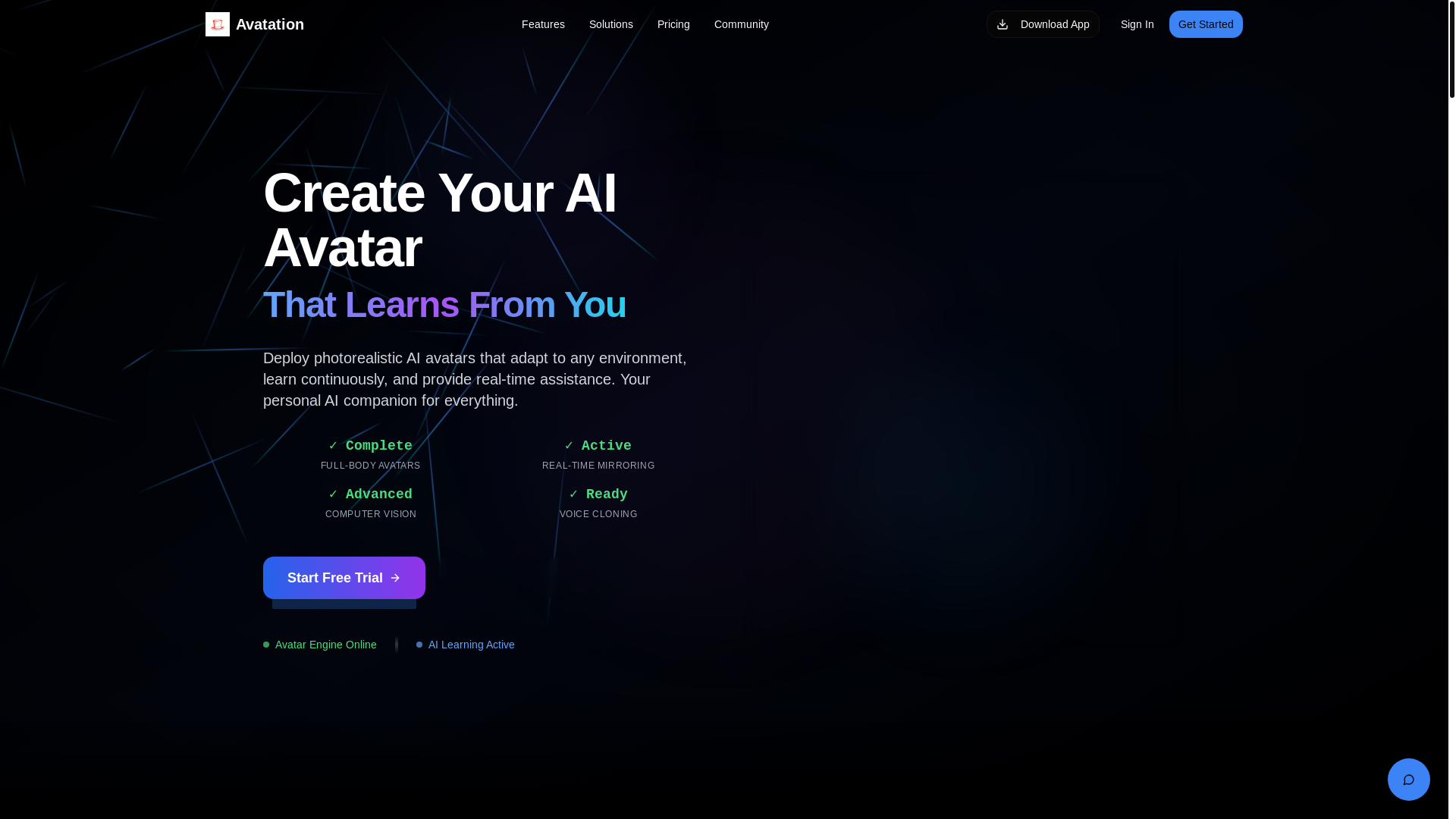website screenshot of https://avatation.me/