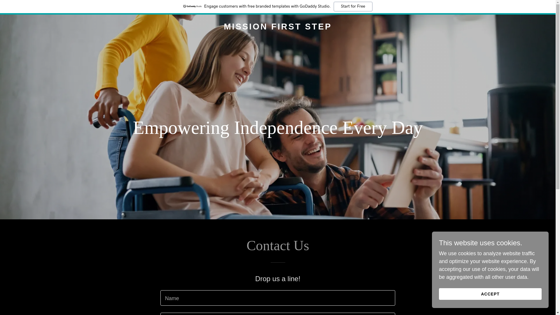 website screenshot of https://missionfirststep.com/