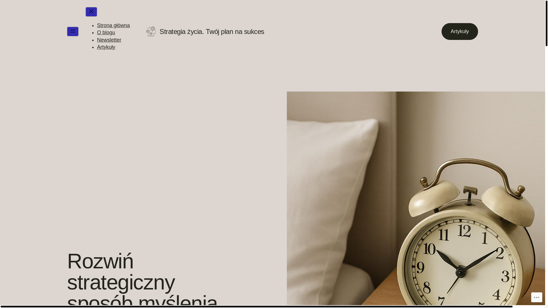 website screenshot of https://strategiazycia.blog/