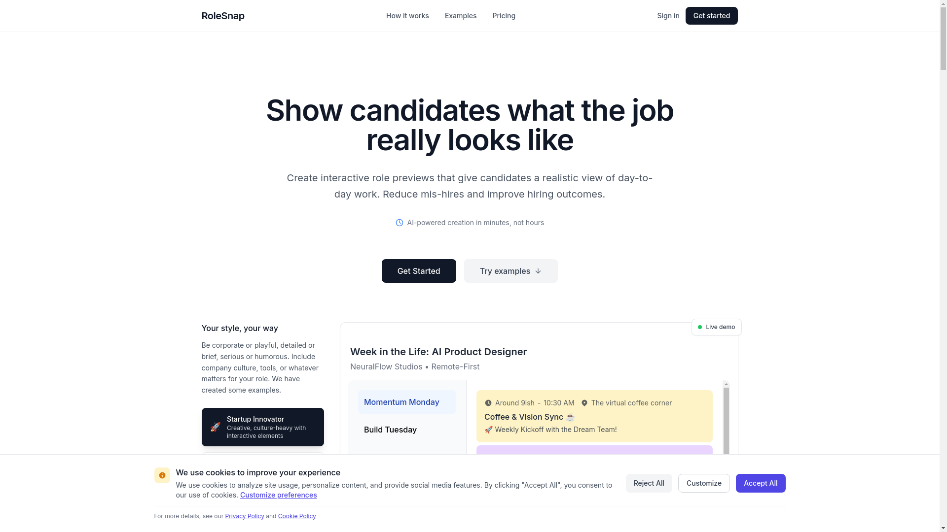 website screenshot of https://rolesnap-v2.pages.dev/