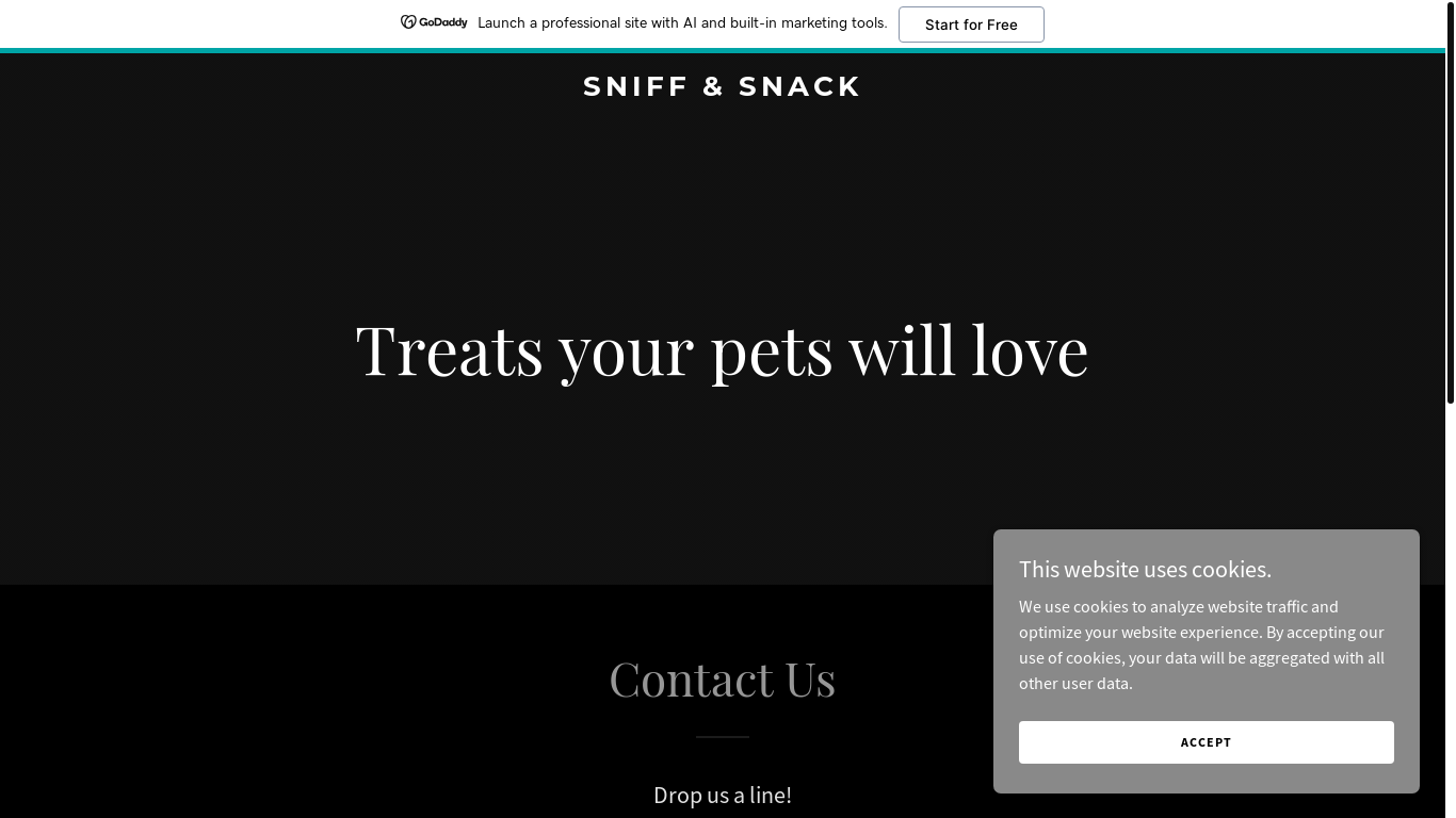 website screenshot of https://sniffandsnack.shop/