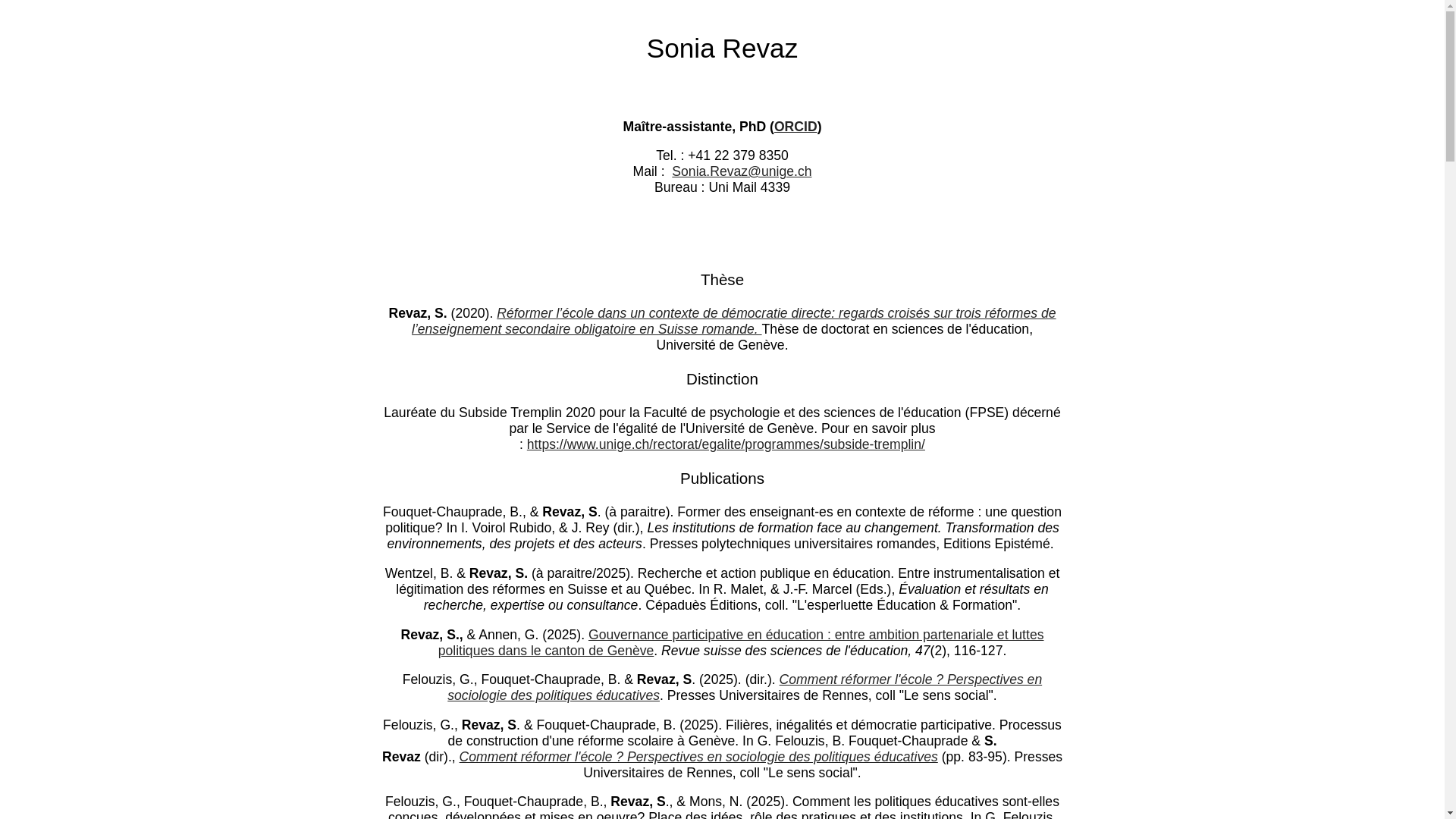 website screenshot of https://sonia-revaz.ch/