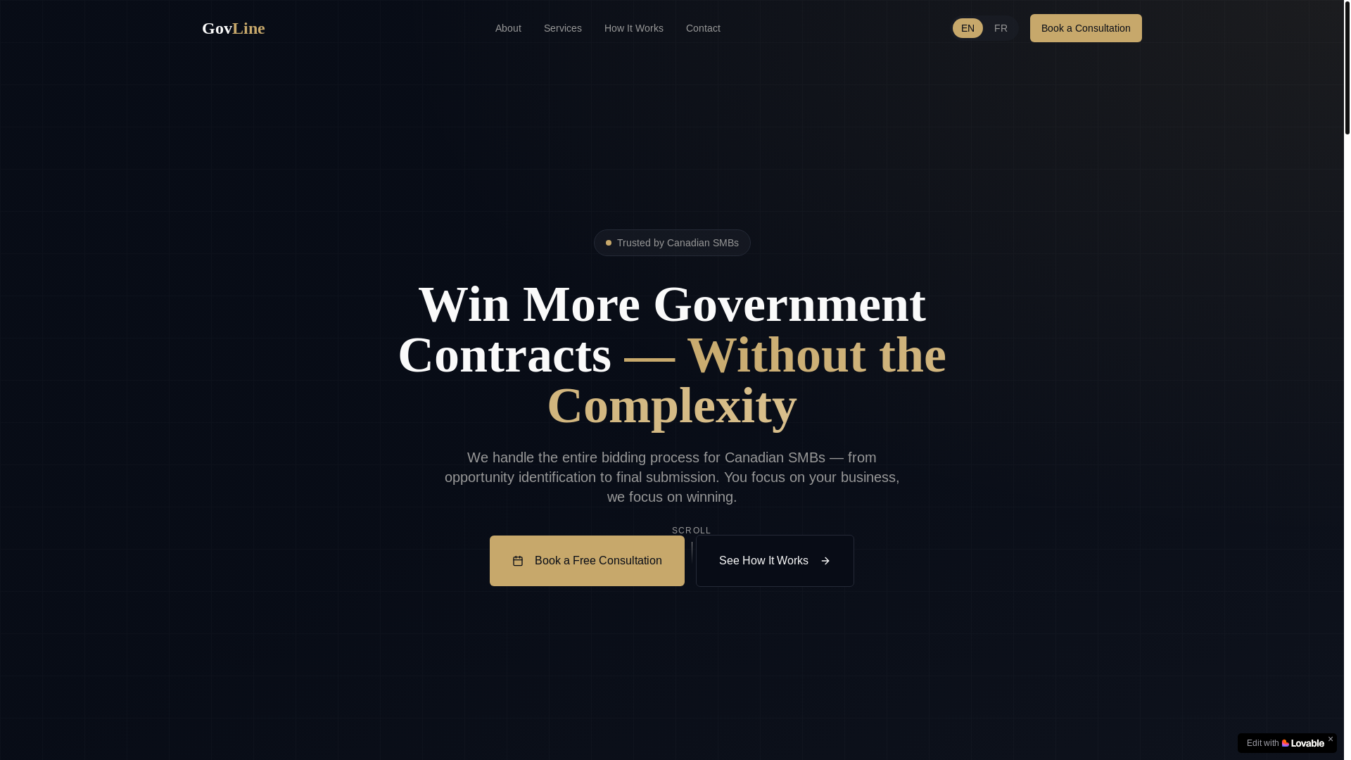 website screenshot of https://govlineconsulting.com/