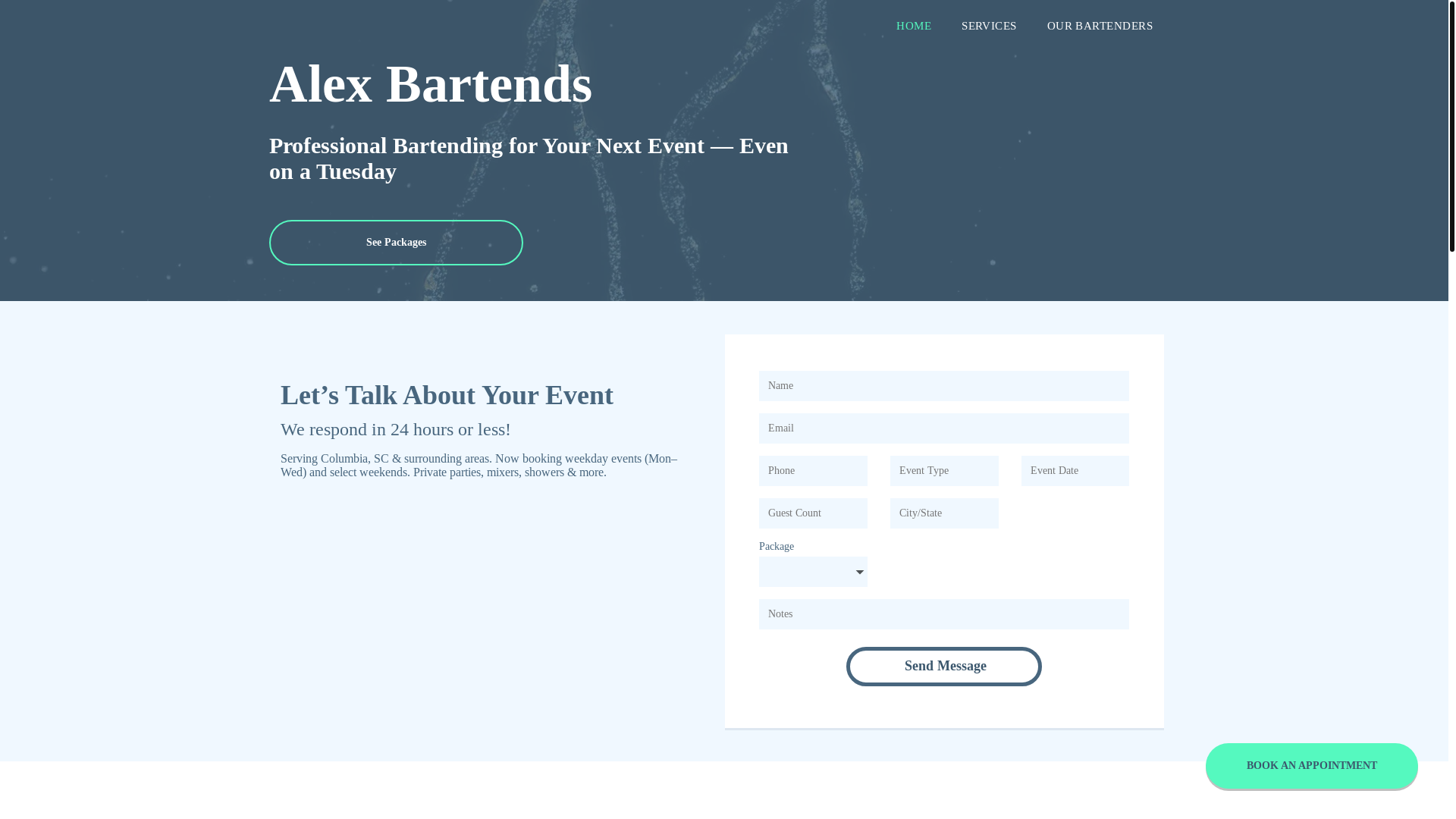 website screenshot of https://alex-bartends.com/