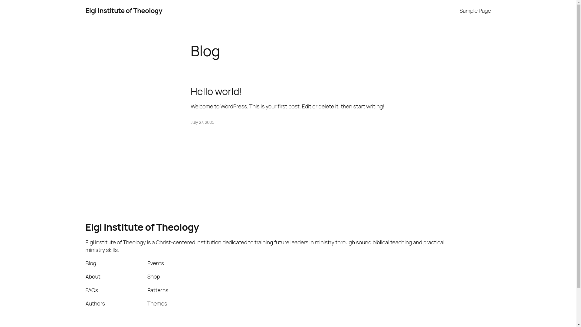 website screenshot of https://elgiinstitutetheology.org/