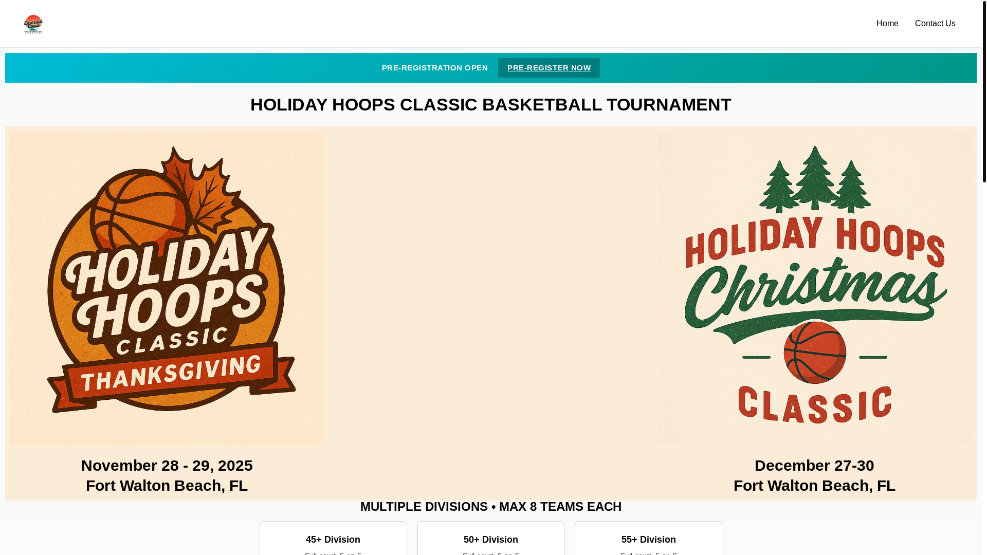 website screenshot of https://holidayhoopsclassic.com/