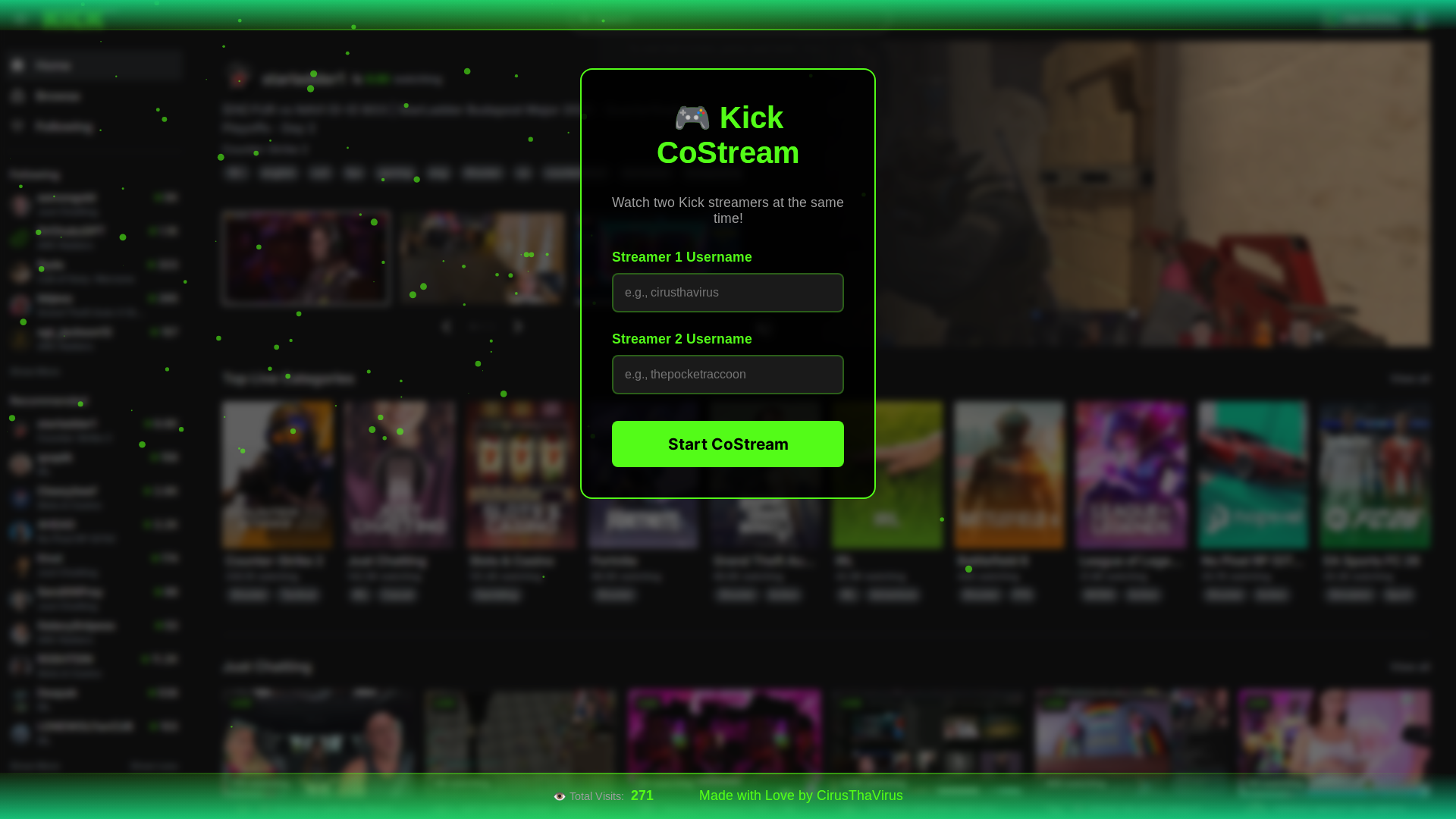 website screenshot of https://kickcostream.com/