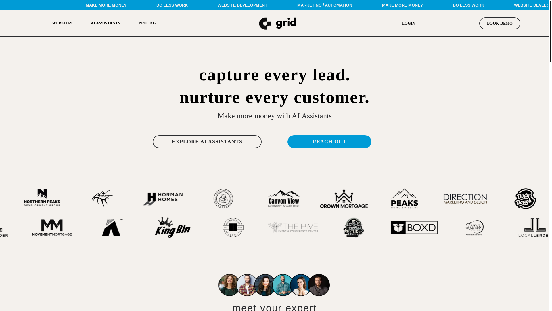 website screenshot of https://grid-ai-assistants.com/