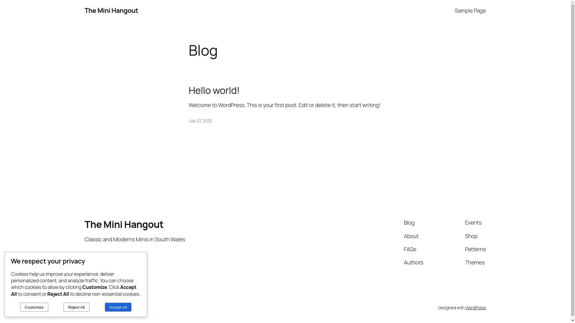 website screenshot of https://theminihangout.co.uk/
