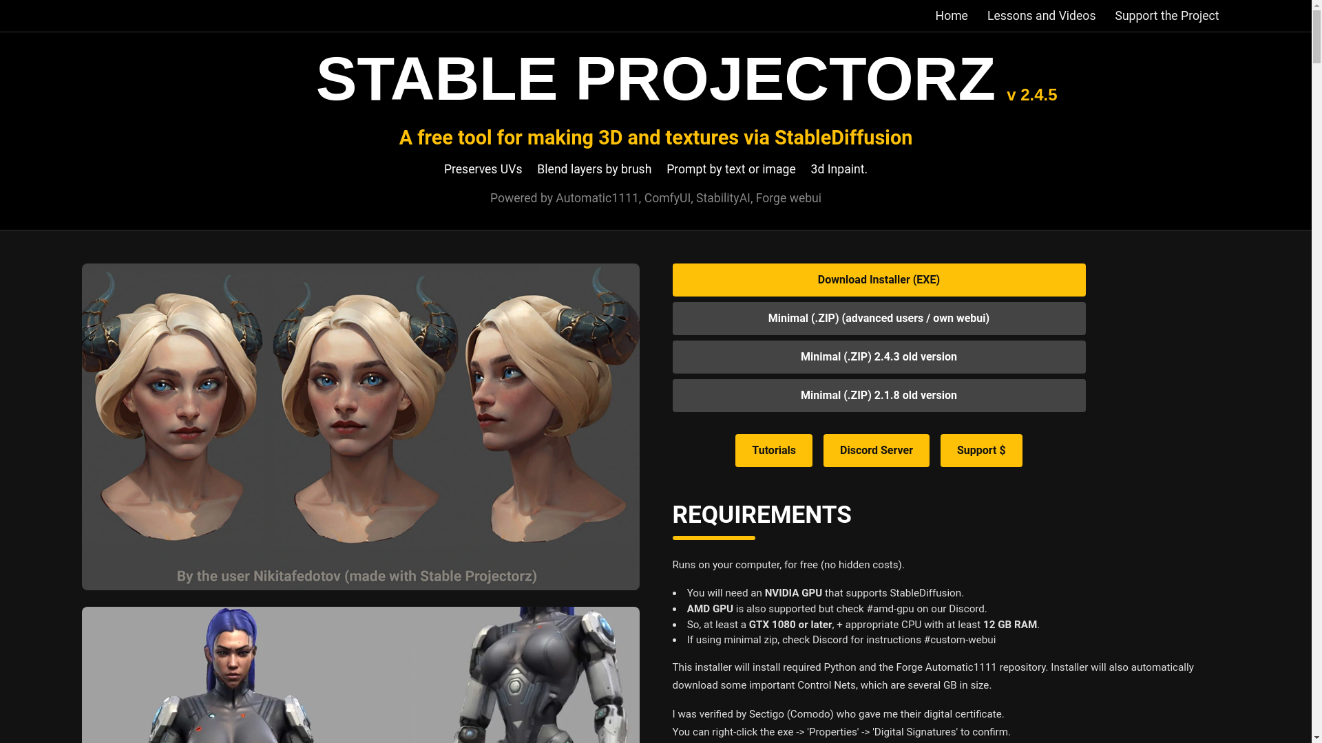 website screenshot of https://stableprojector.com/