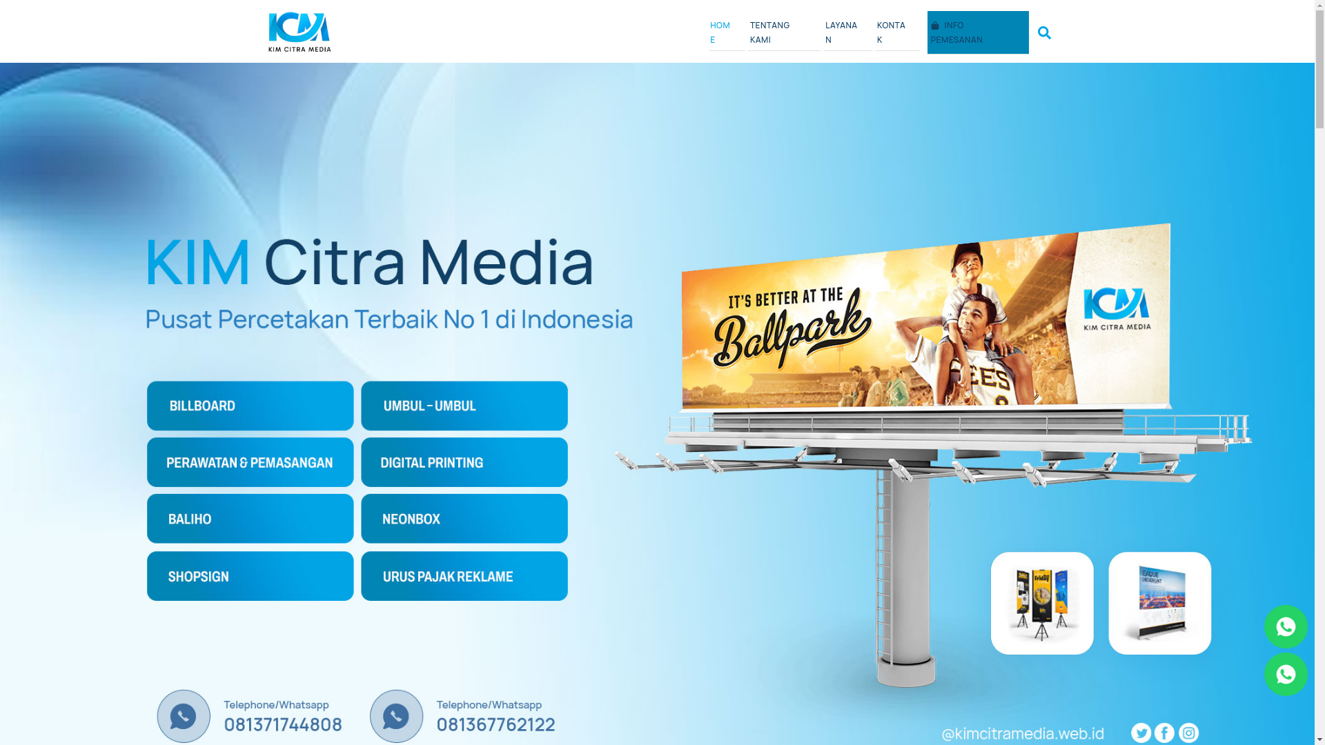 website screenshot of https://kimcitramedia.web.id/