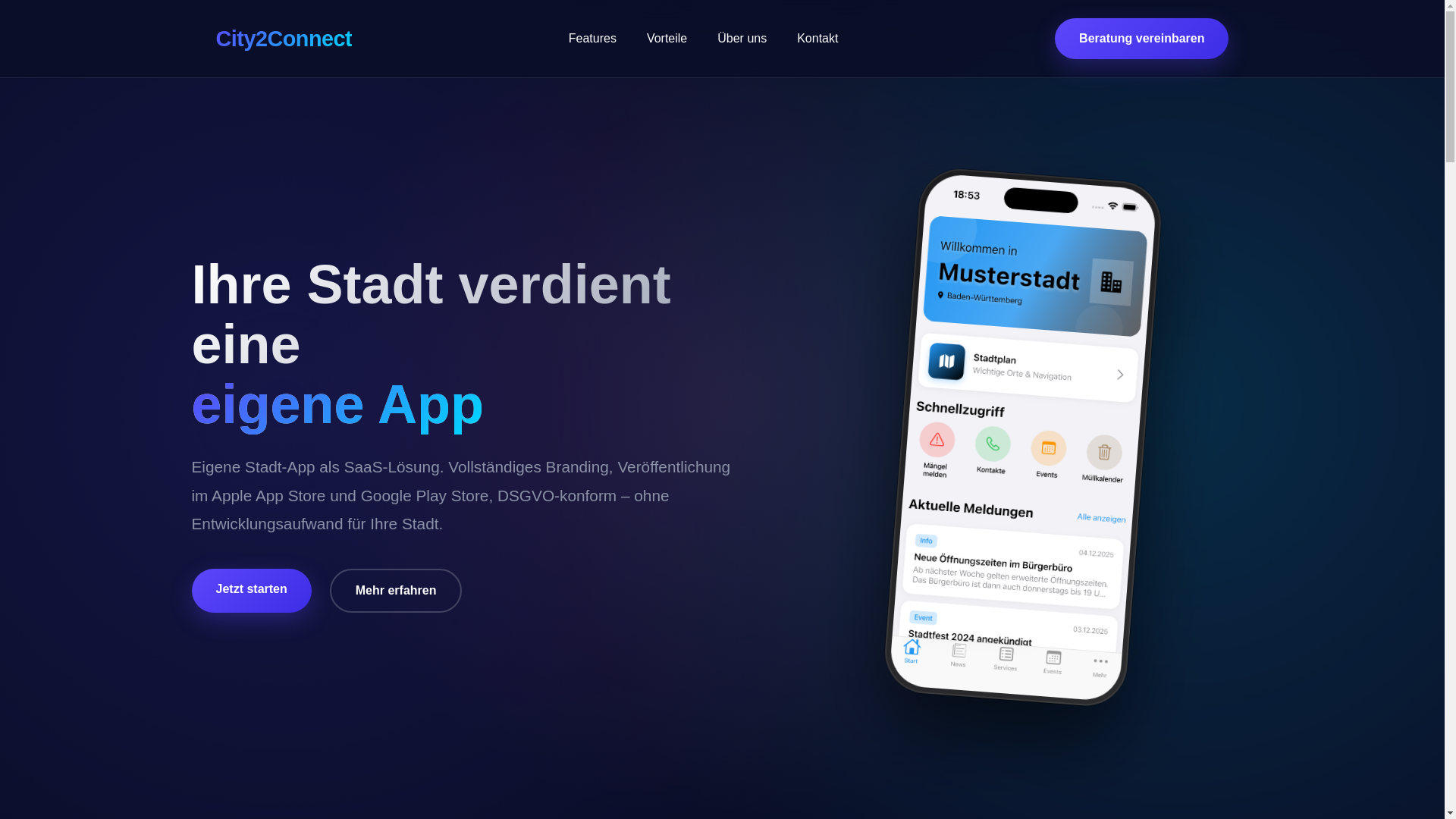 website screenshot of https://city2connect.de/