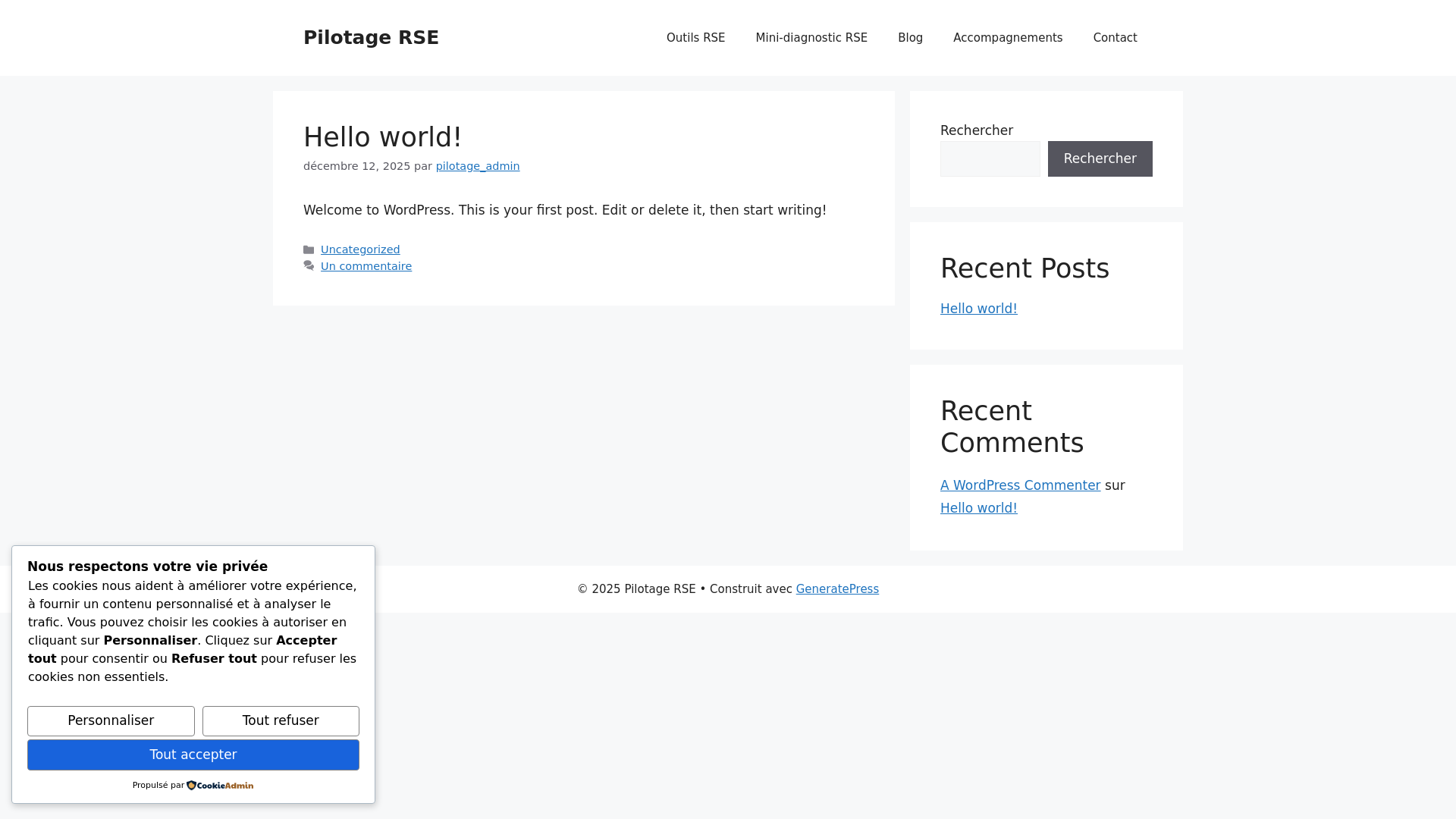website screenshot of https://pilotage-rse.fr/