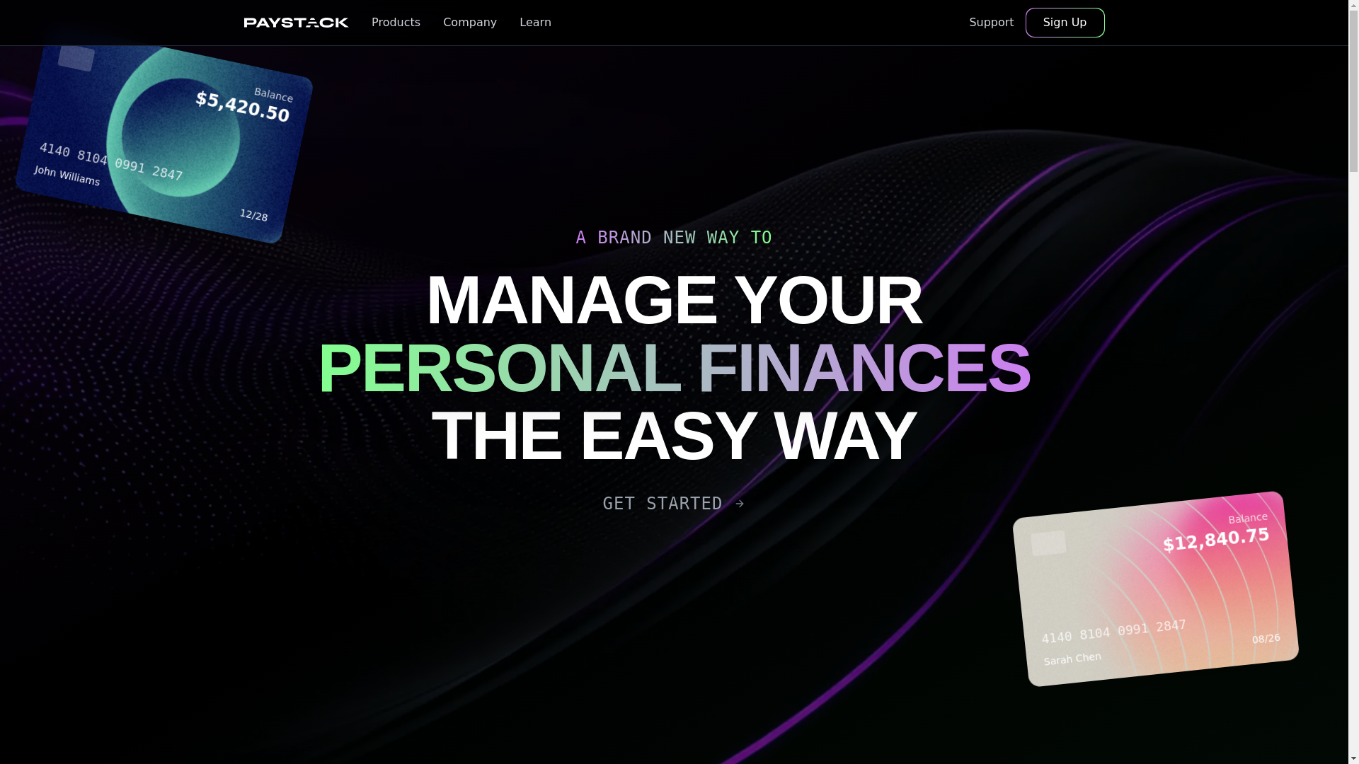 website screenshot of https://paystack.cards/