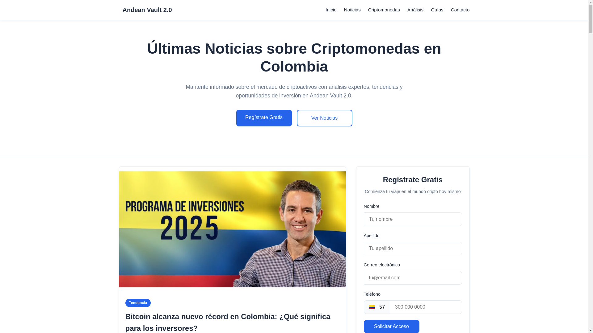 website screenshot of https://andeanvault.com/
