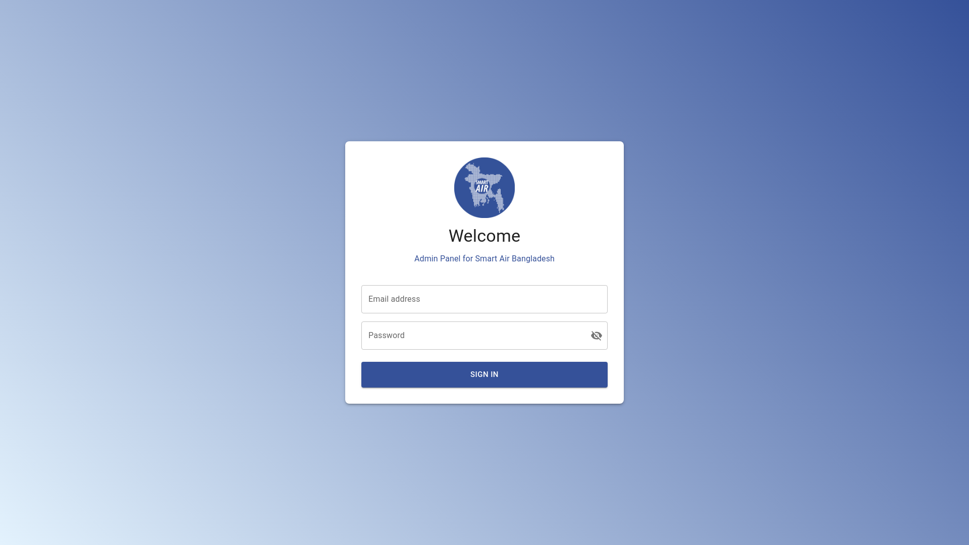 website screenshot of https://smart-air-bangladesh-admin-react.pages.dev/