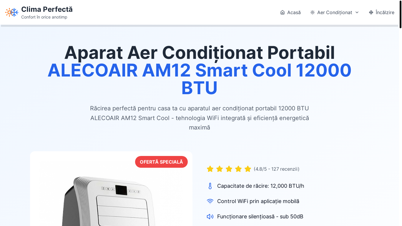 website screenshot of https://climaperfecta.ro/