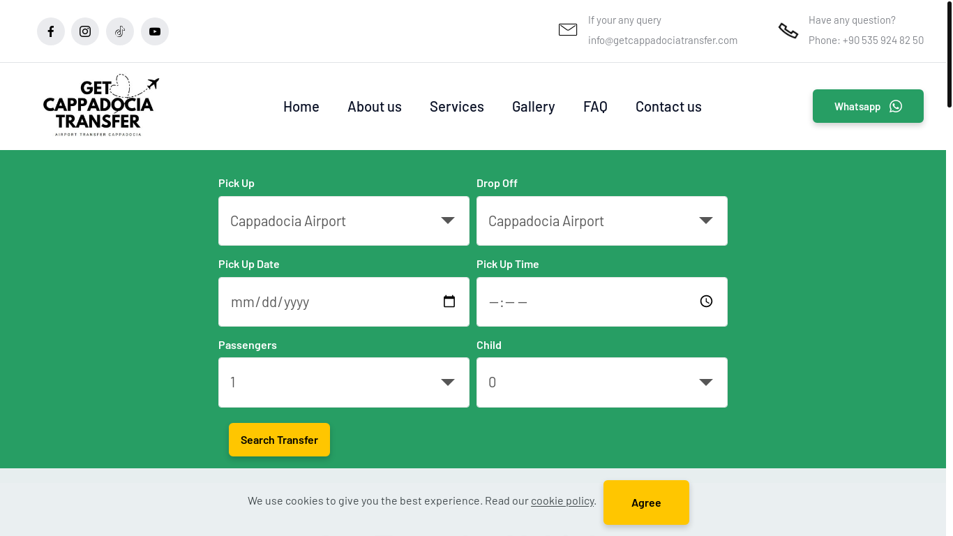 website screenshot of https://getcappadociatransfer.com/