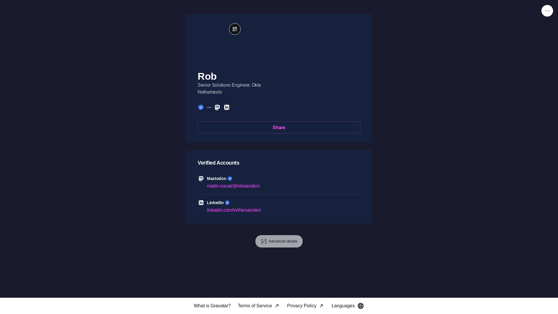 website screenshot of https://rhwsanders.link/