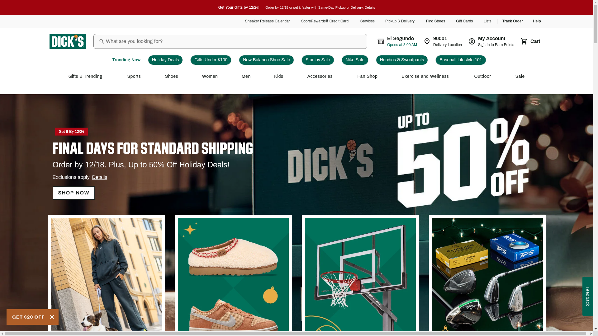 website screenshot of https://www.dickssportinggoods.com/