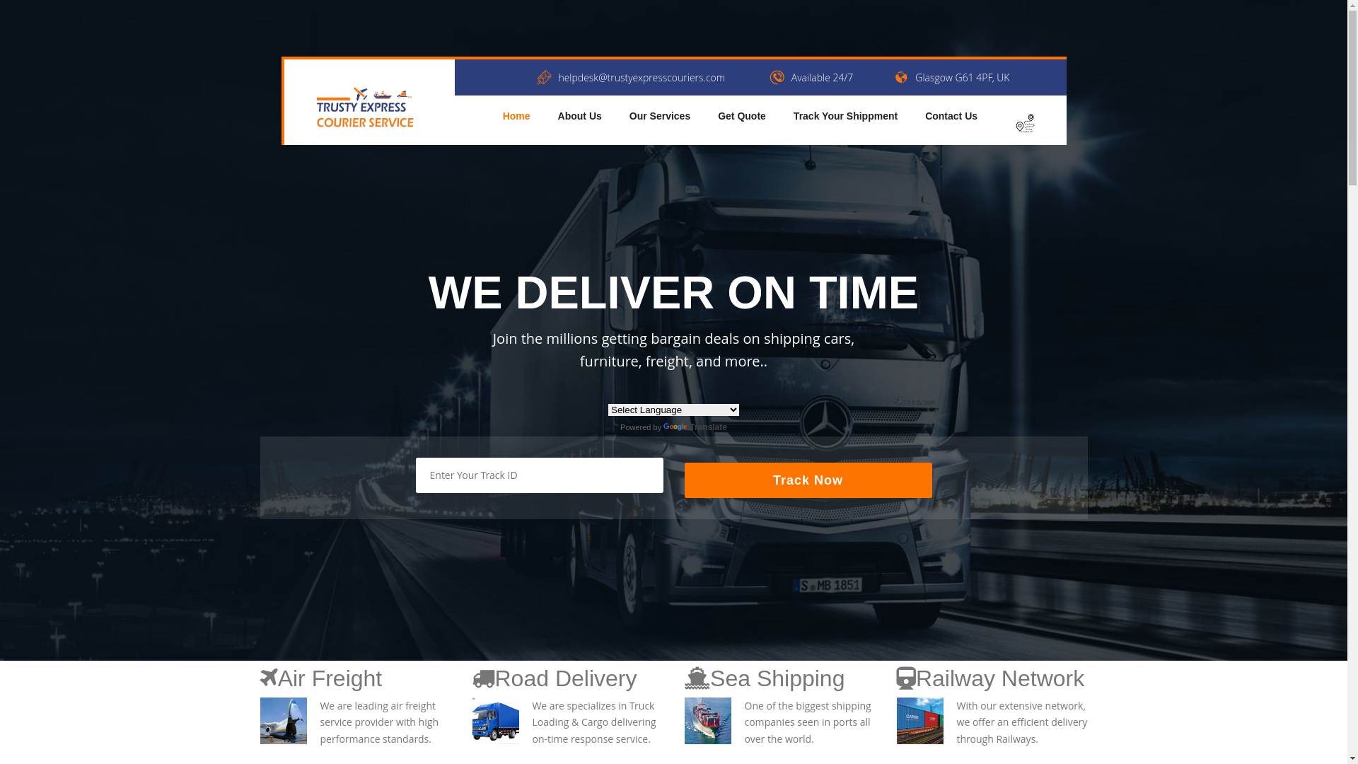 website screenshot of https://trustyexpresscouriers.com/