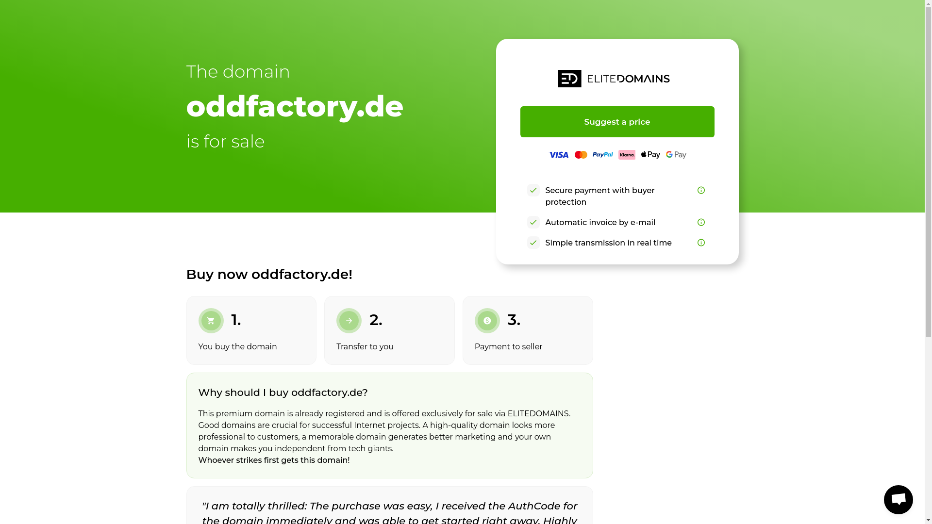 website screenshot of https://oddfactory.de/