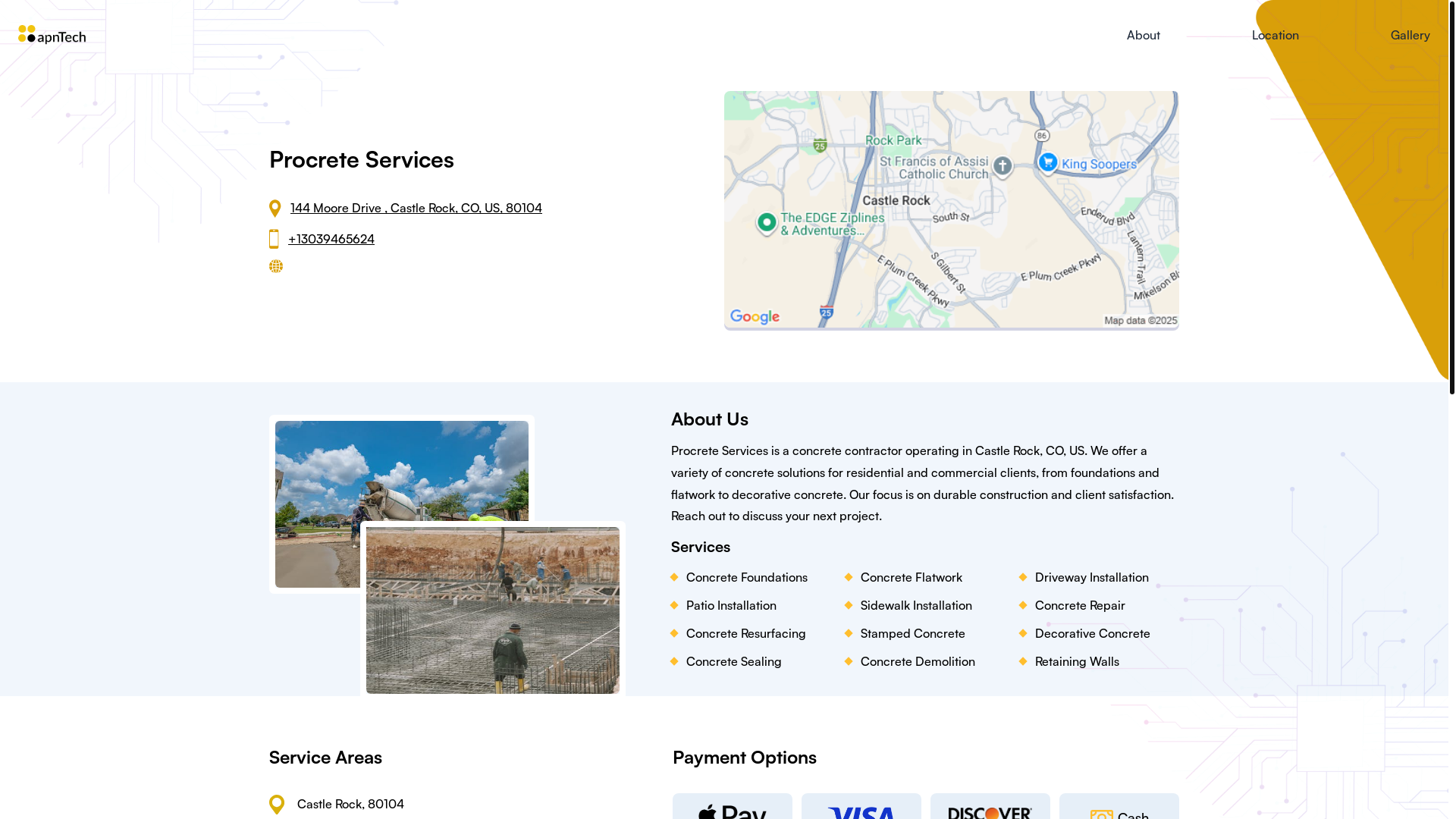 website screenshot of https://procreteservices.online/