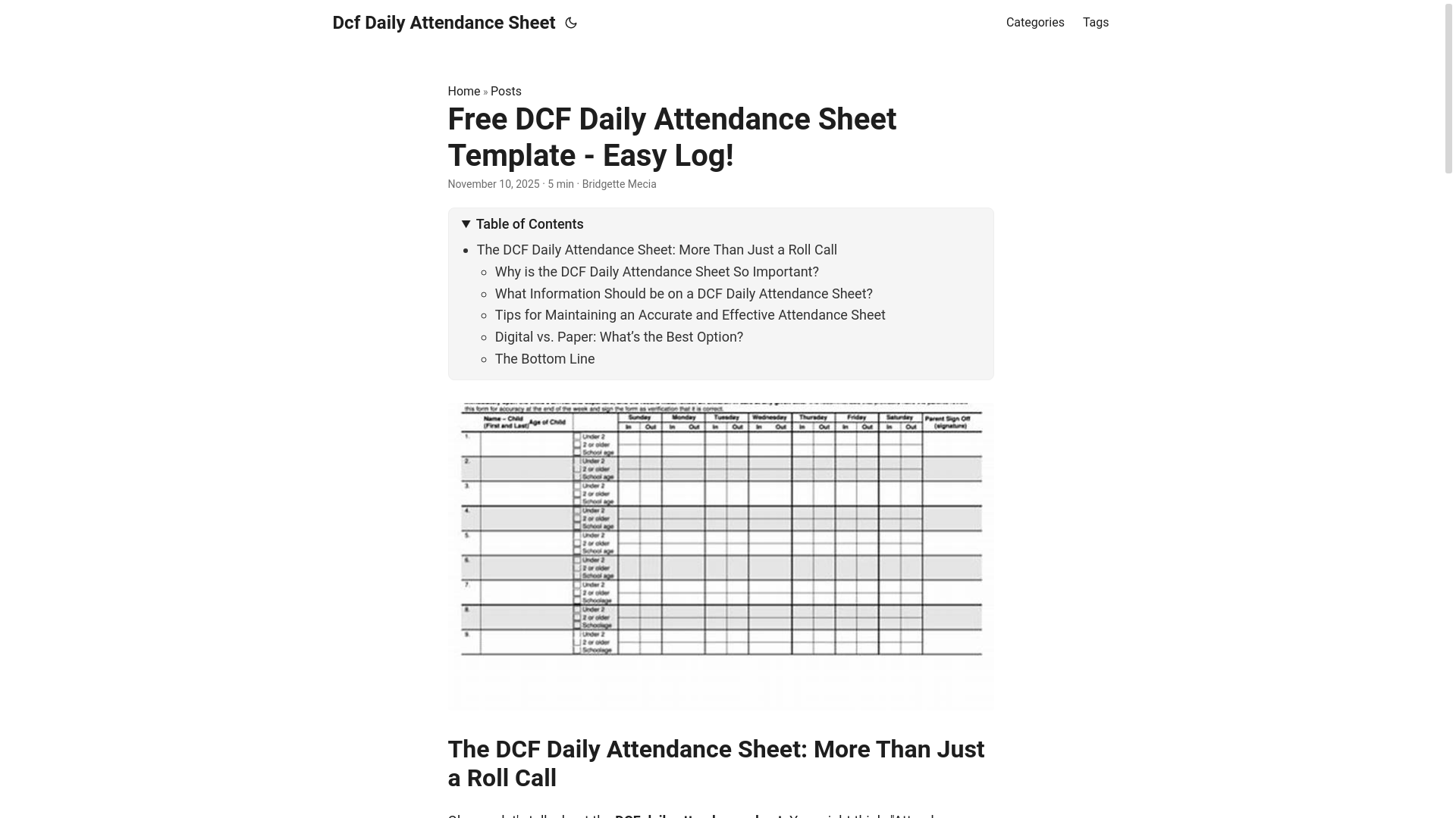 website screenshot of https://dcf-daily-attendance-sheet.pages.dev/