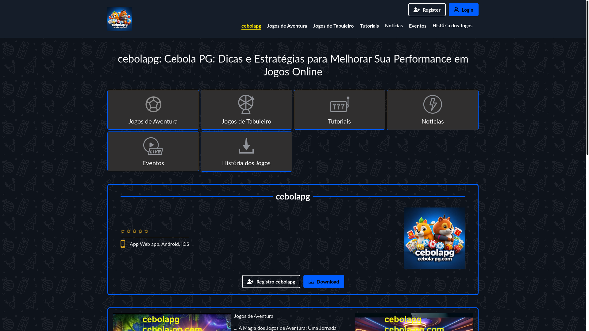website screenshot of https://cebola-pg.com/