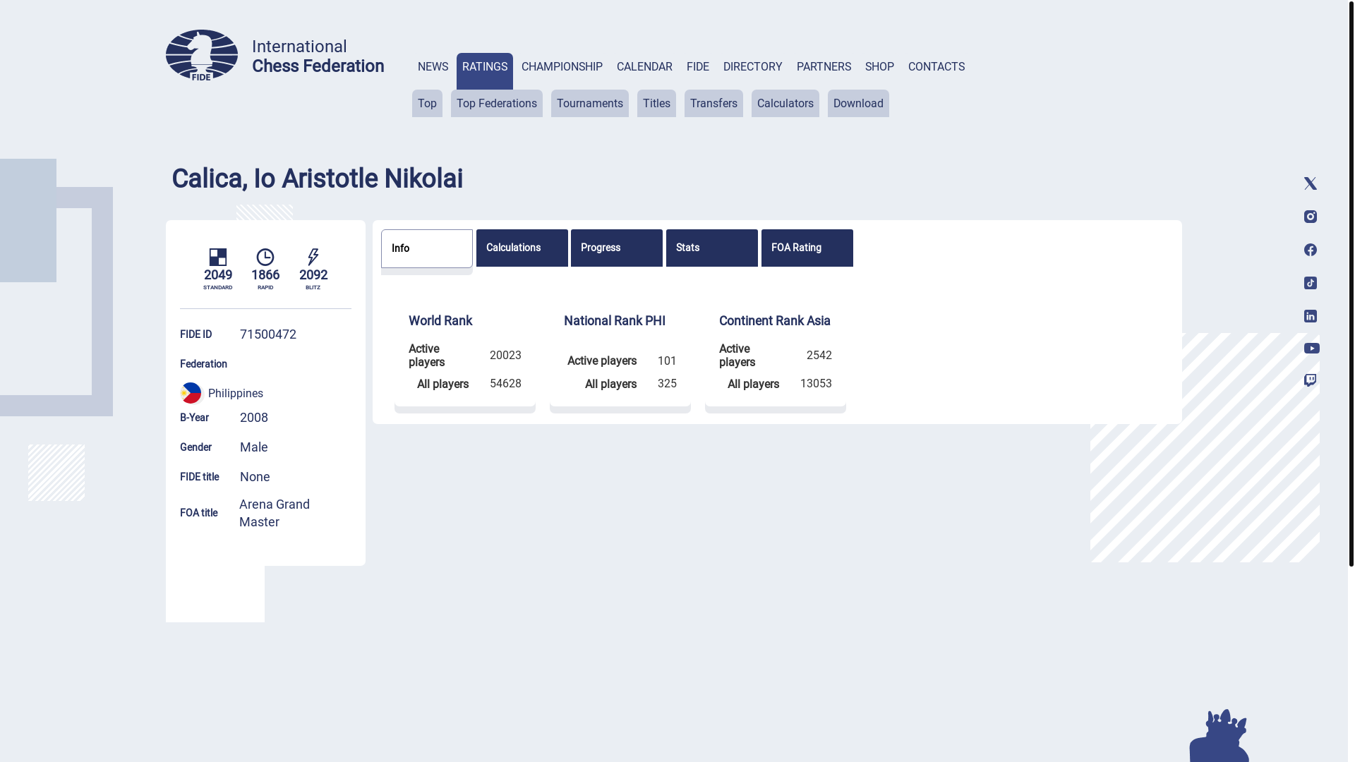 website screenshot of https://ratings.fide.com/profile/71500472