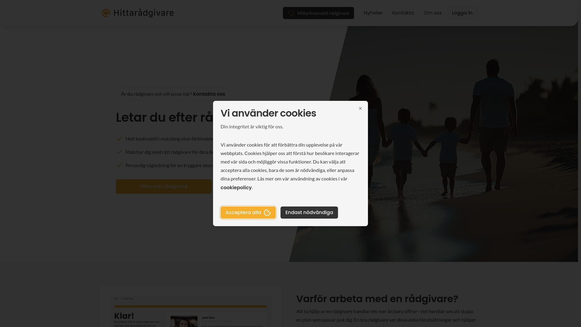 website screenshot of https://hittaradgivare.com/