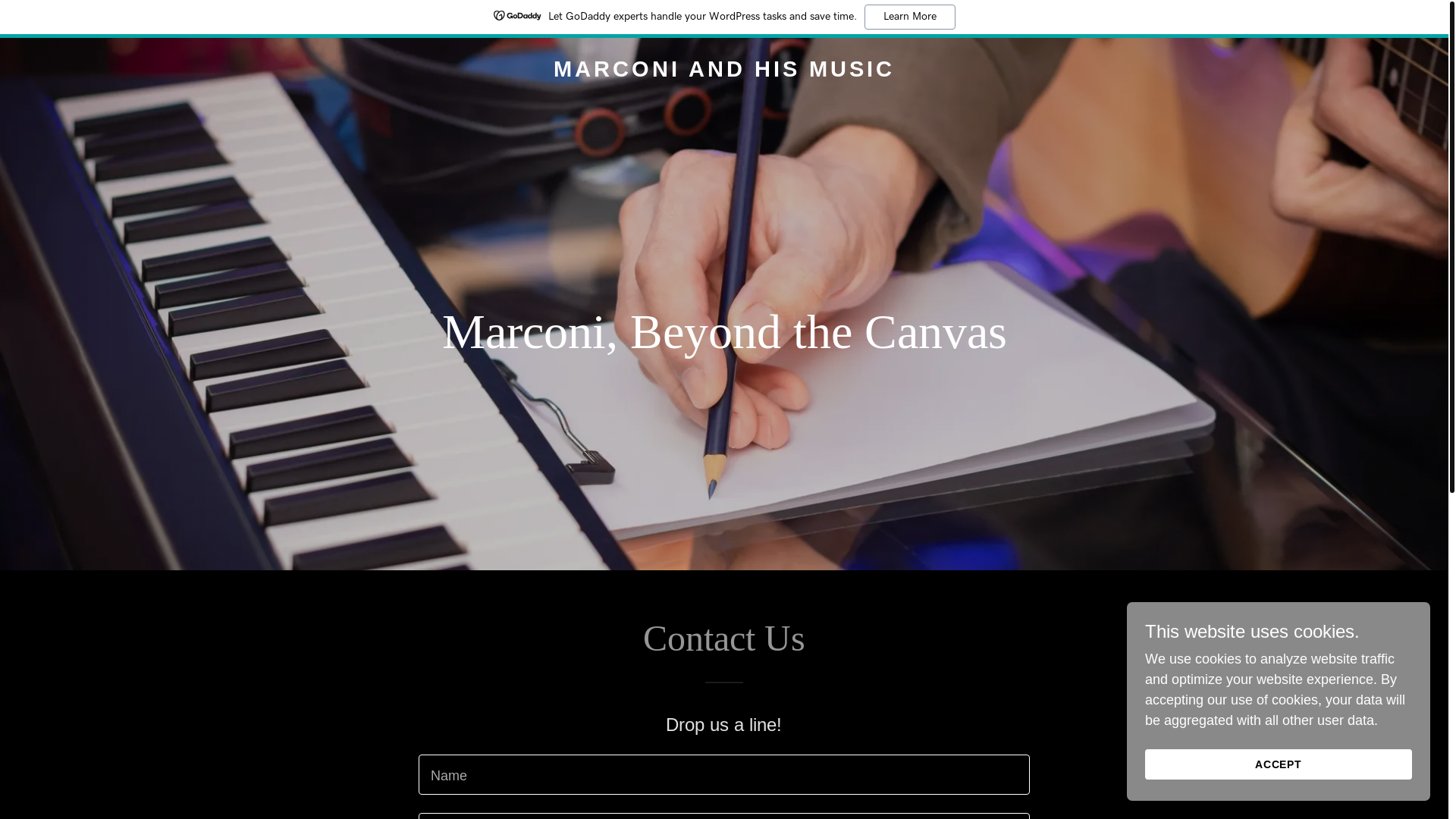 website screenshot of https://marconiandhismusic.com/