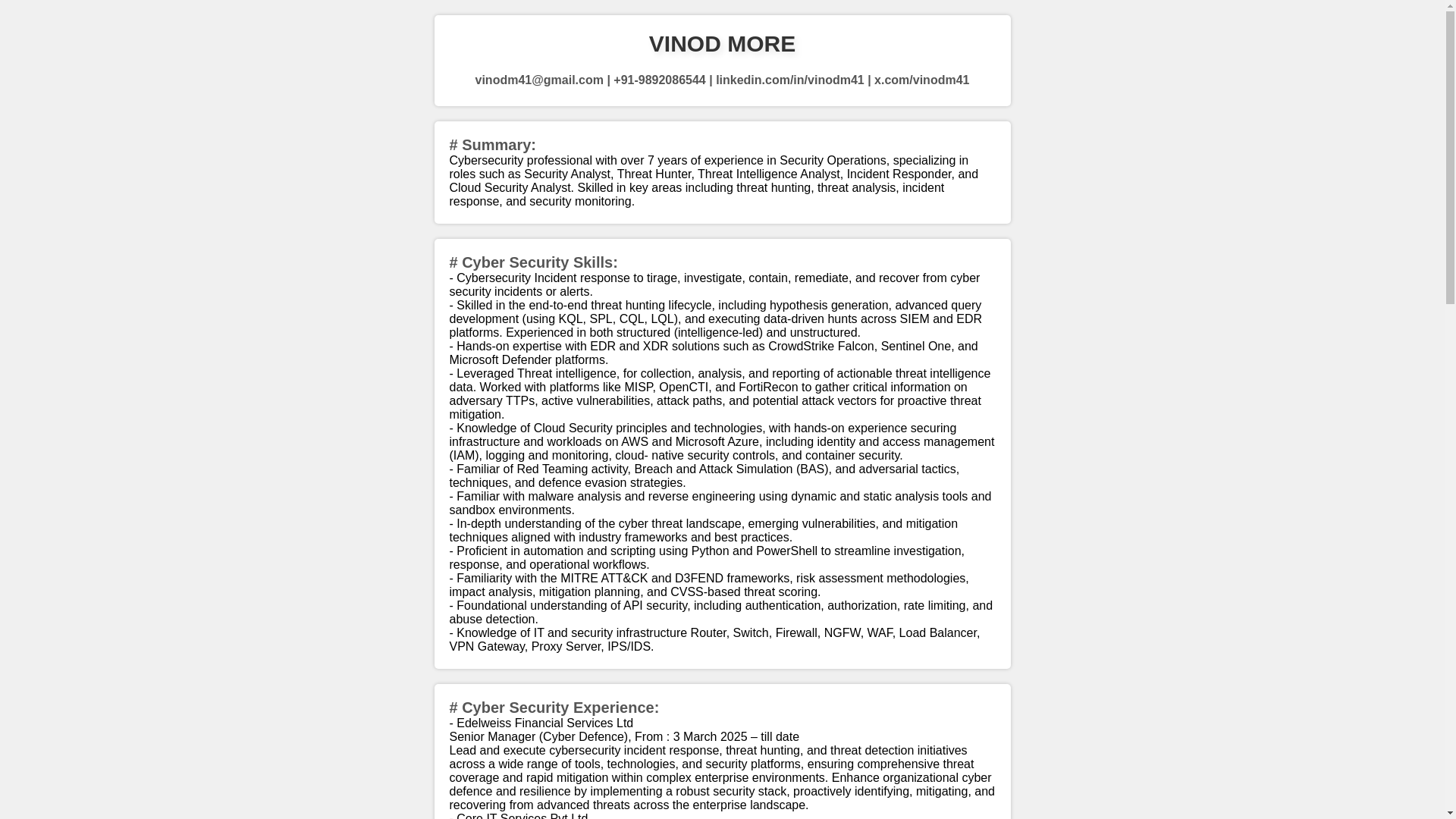 website screenshot of https://vinodmore.pages.dev/