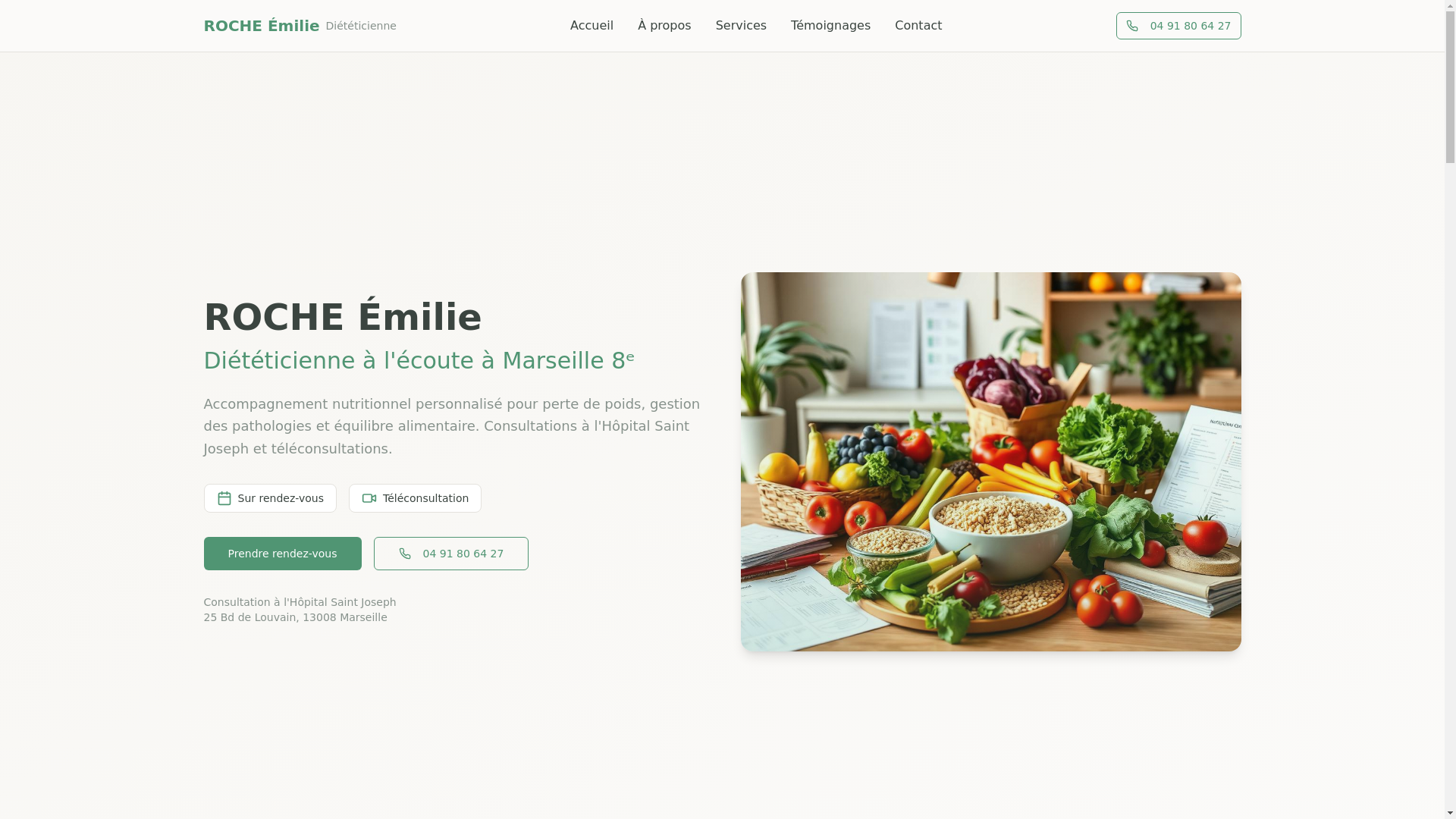 website screenshot of https://rocheemiliedieteticienne.pro/