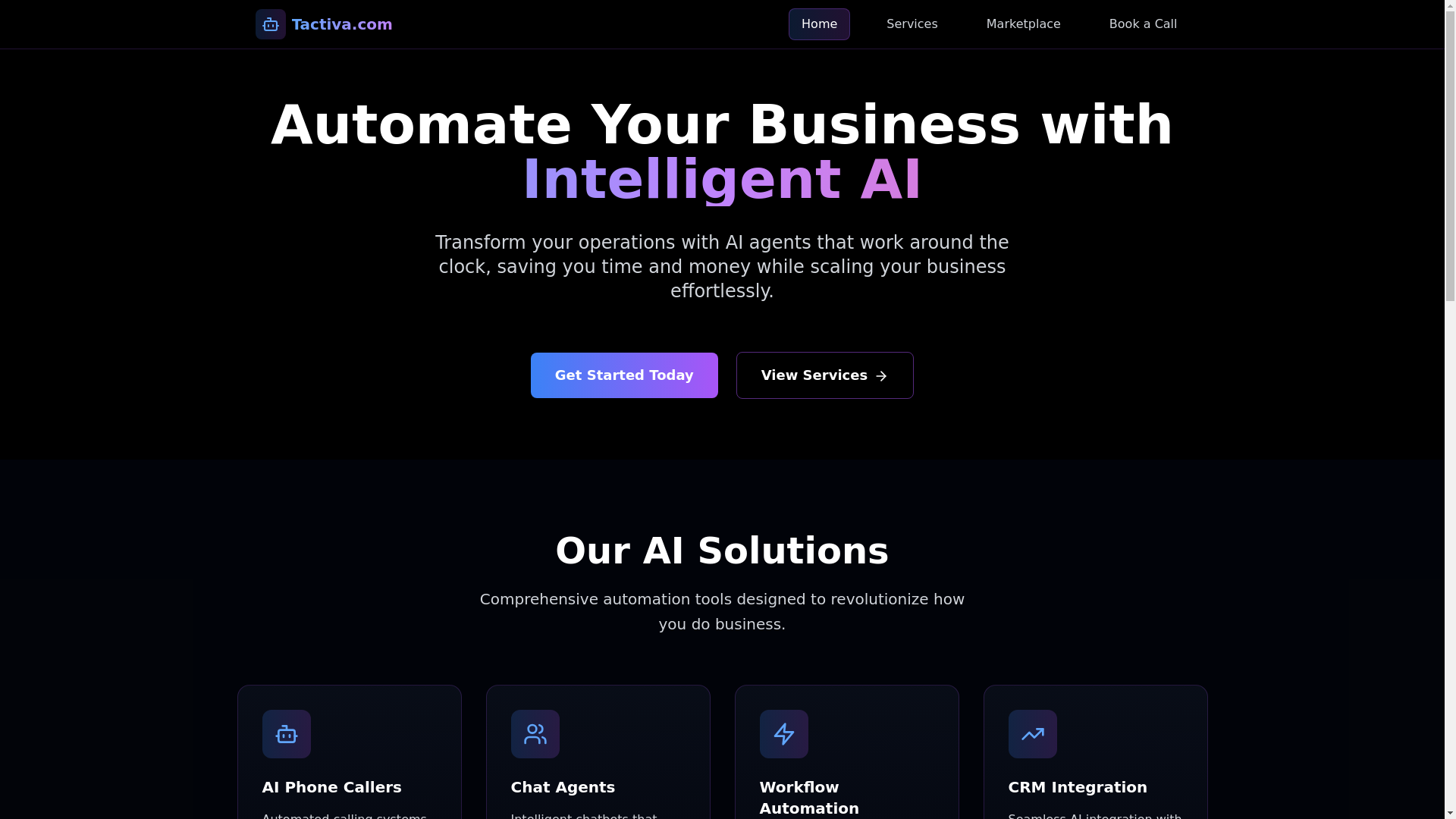 website screenshot of https://tactivaai.com/