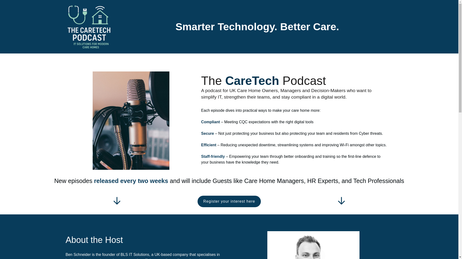 website screenshot of https://thecaretechpodcast.co.uk/