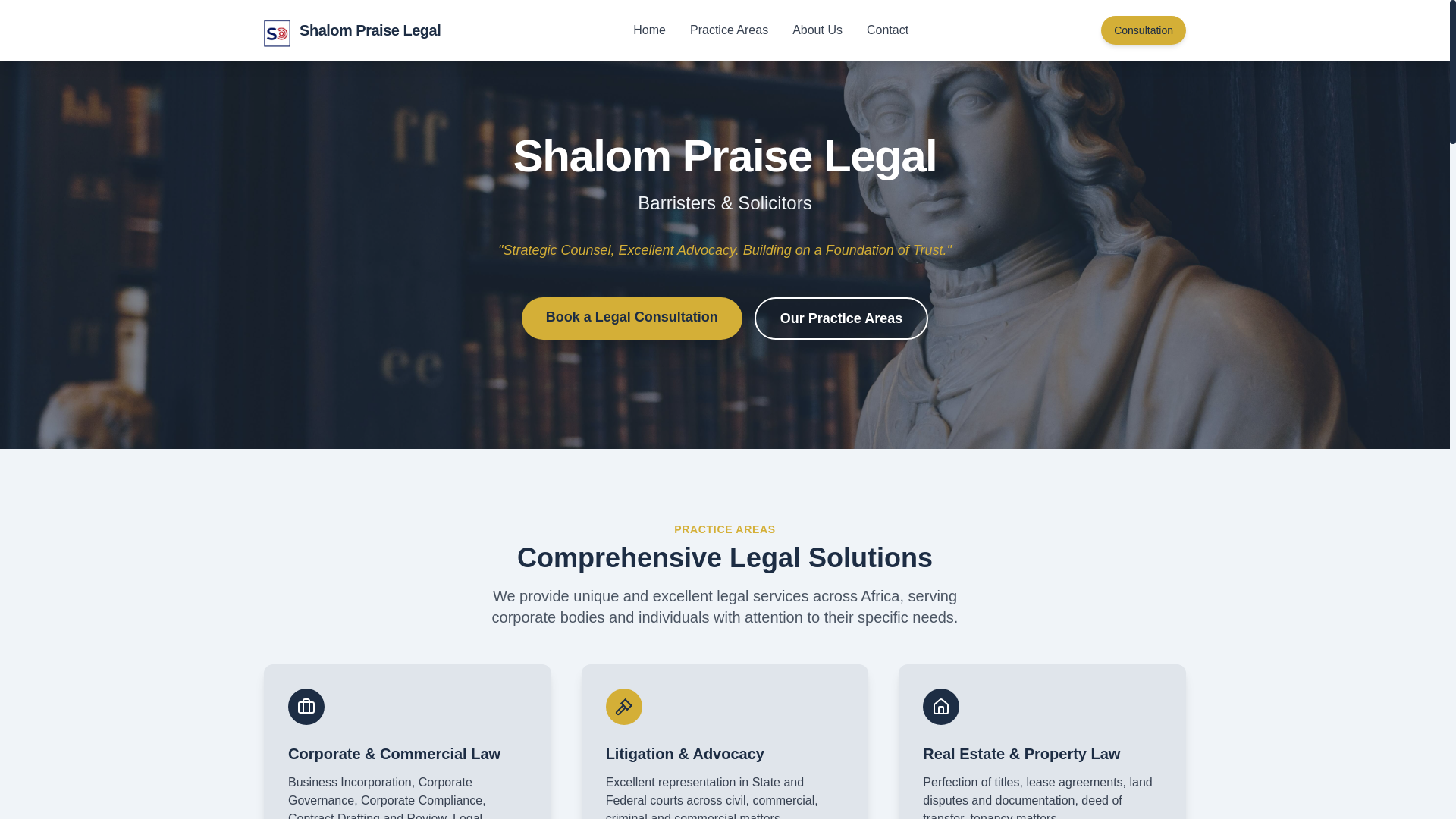 website screenshot of https://shalompraiselegal.com.ng/