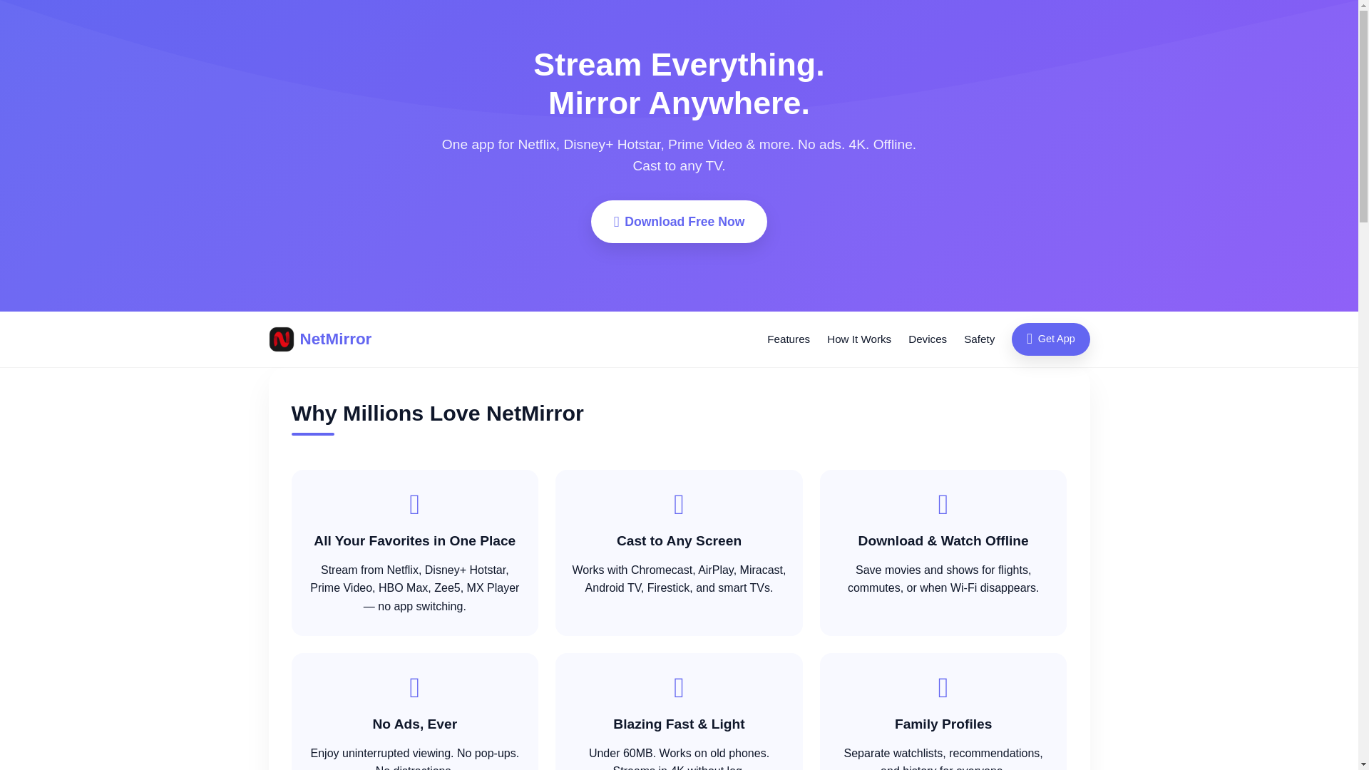 website screenshot of https://netmirrorapp.github.io/netmirrorapp/