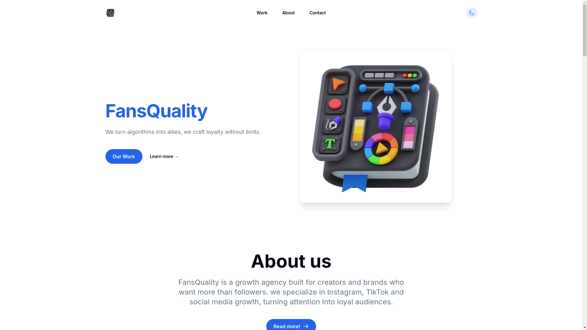 website screenshot of https://fansquality.co/