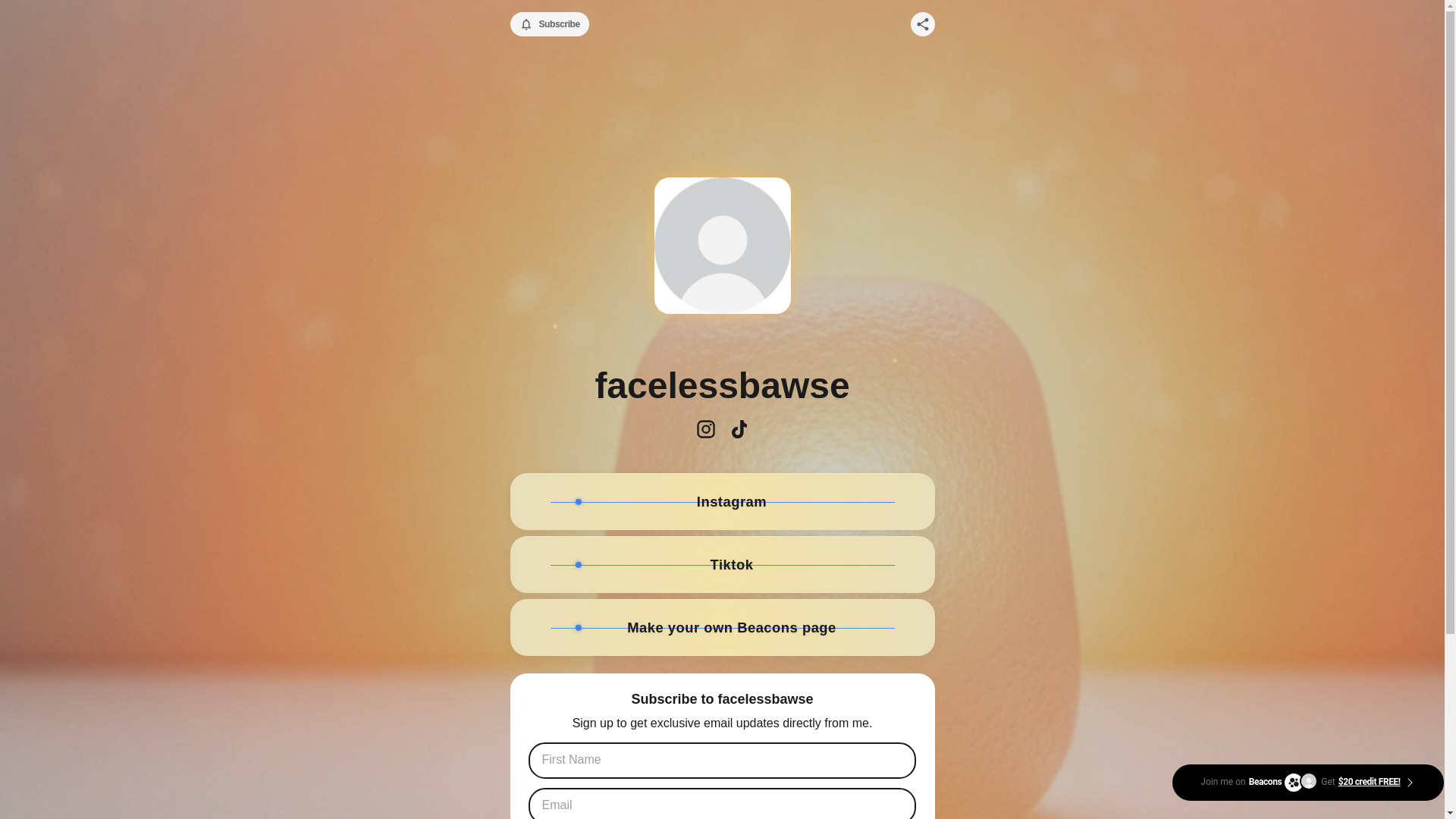 website screenshot of https://facelessbawse.com/