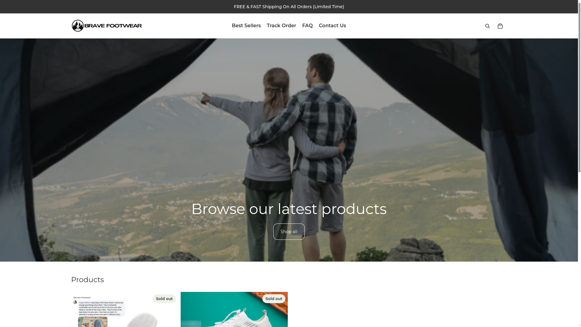 website screenshot of https://bravefootwear.com/
